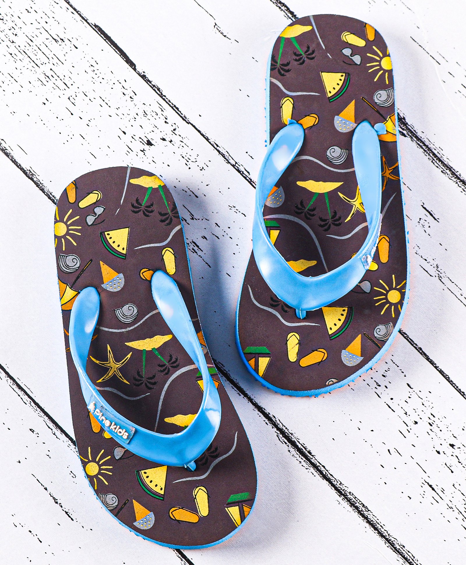 Pine Kids Flip Flops Beach Print- Blue Purple-image-29