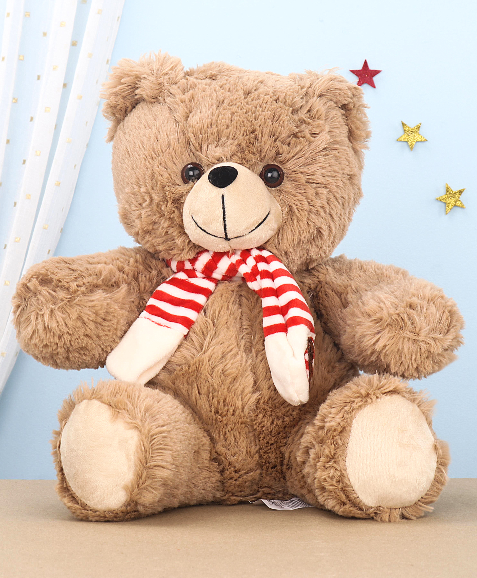 Edu Kids Toys Teddy Soft Toy Brown - Height 30 cm ( Scarf Color may Vary)-picture-11