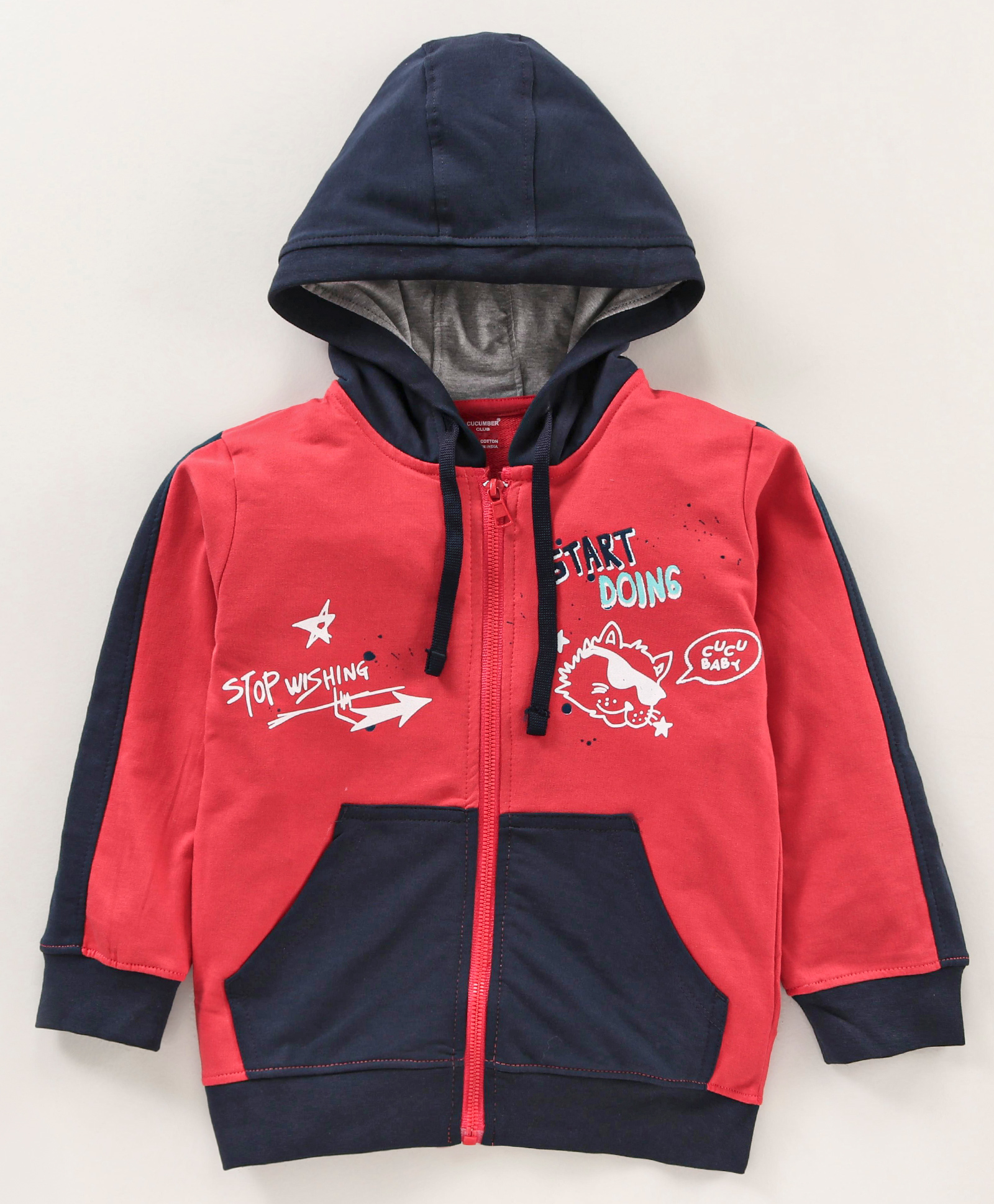 Cucumber Full Sleeves Hooded Sweatshirt Multiprint - Red Black-image-9
