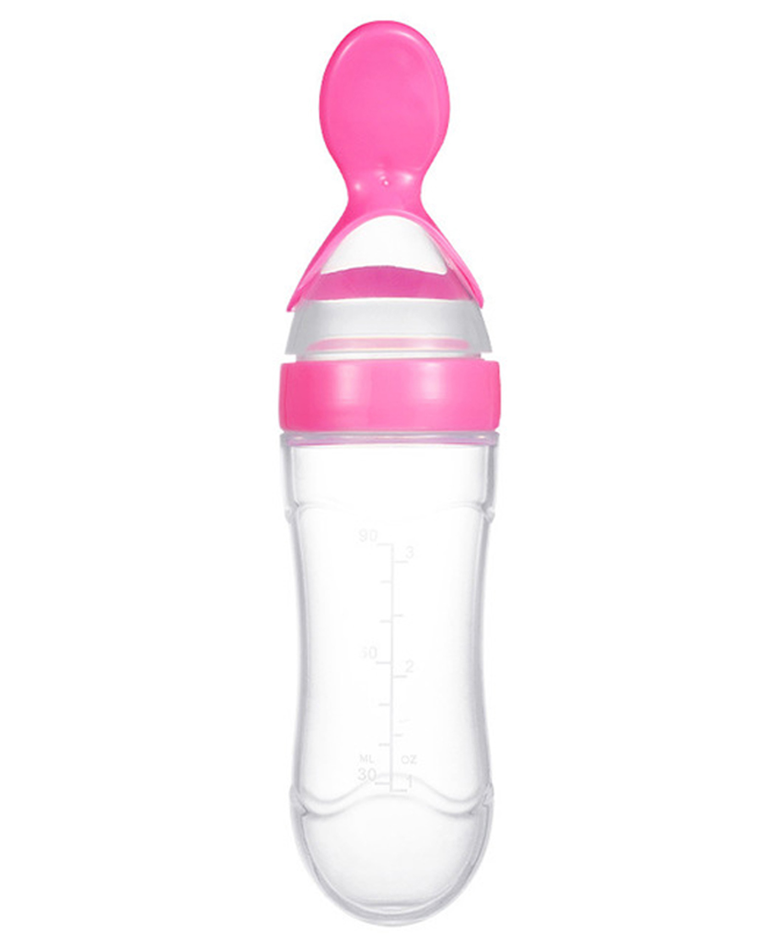 DOMENICO Silicone Squeezy Food Feeder Bottle With Spoon Pink - 90 ml-picture-26