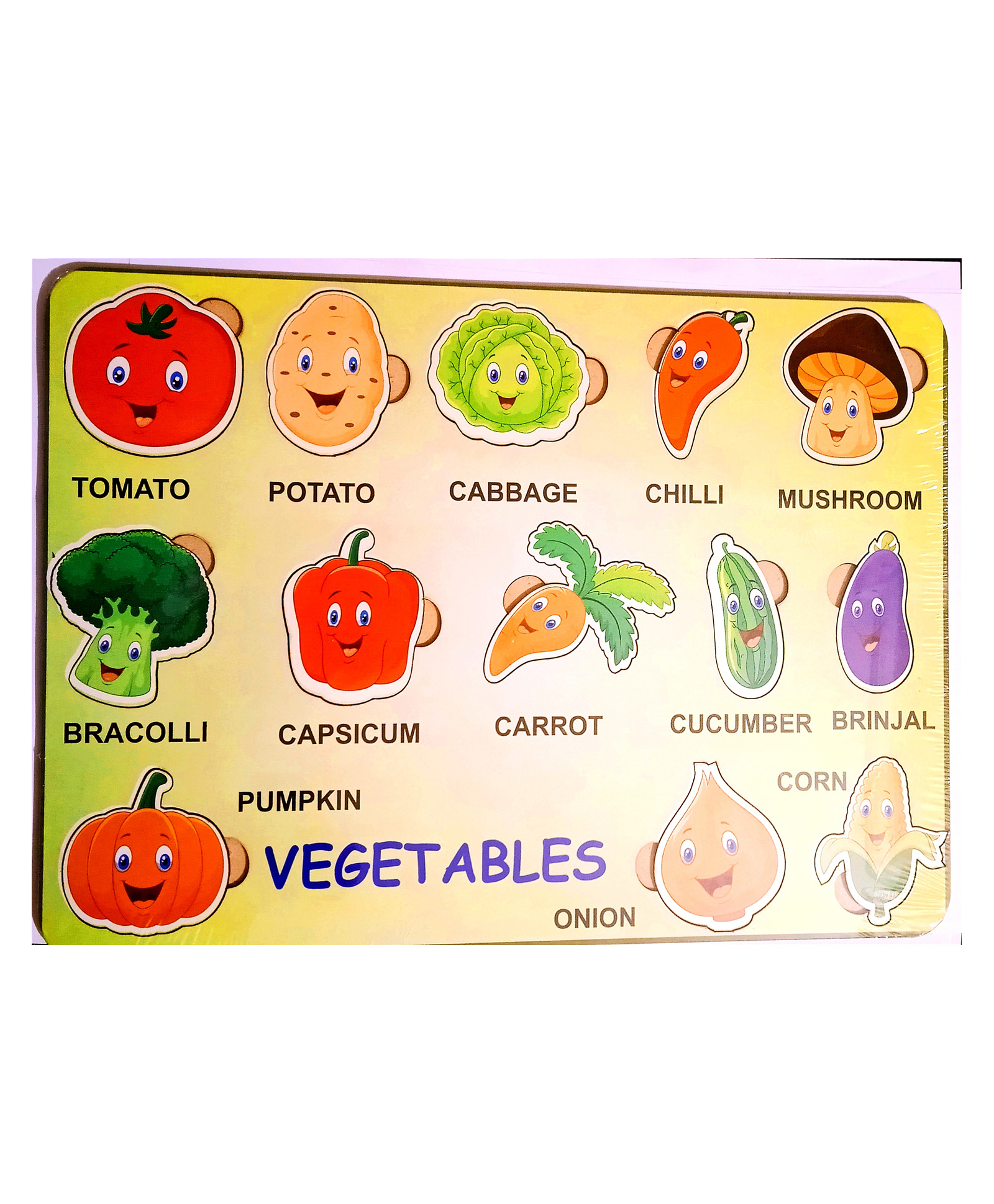 Fingo Brain Wooden Board Puzzle (Vegetable) Multicolour - 13 Pieces-image-1