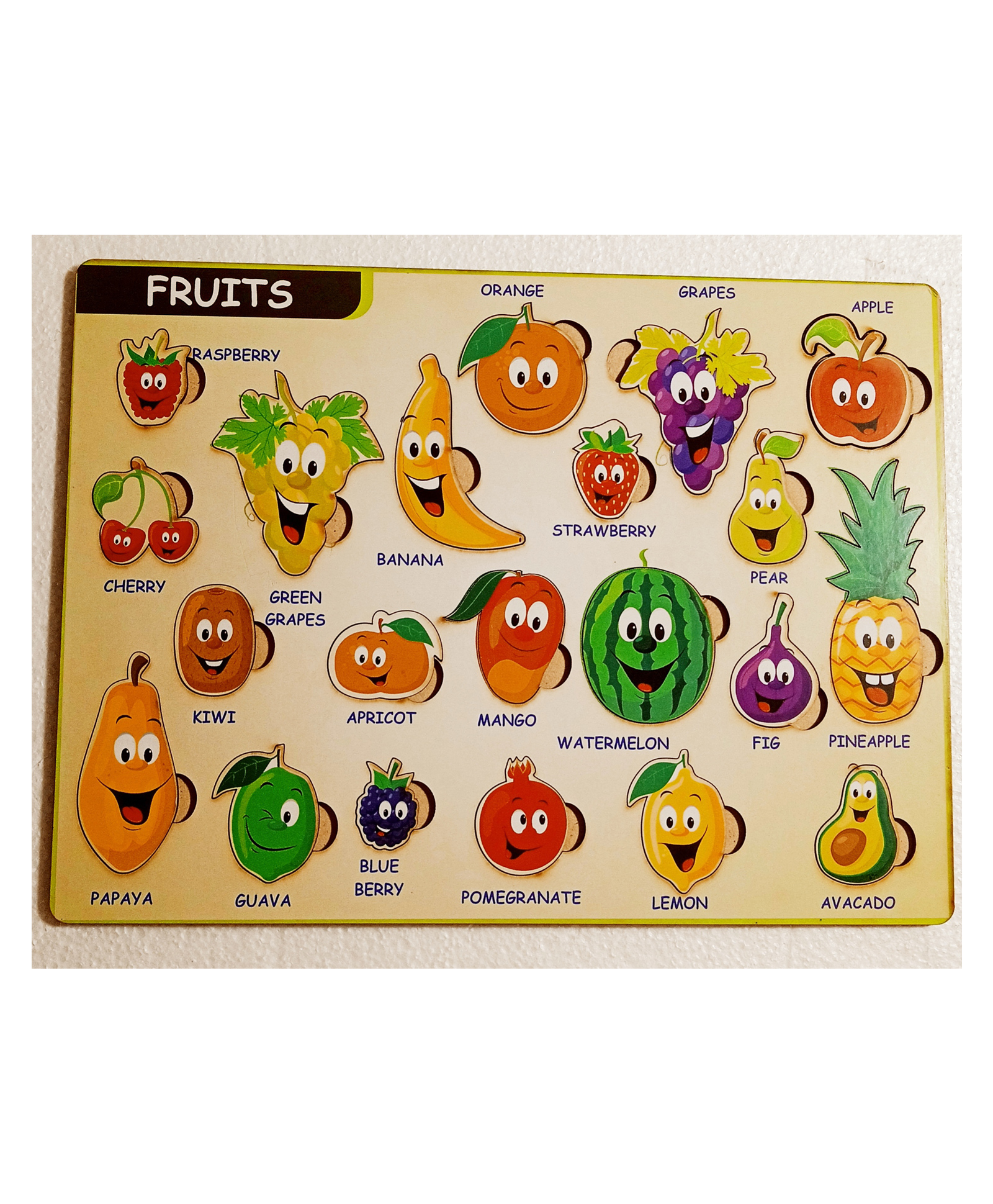 Fingo Brain Wooden Board Puzzle (Fruits) Multicolour - 21 Pieces-image-37