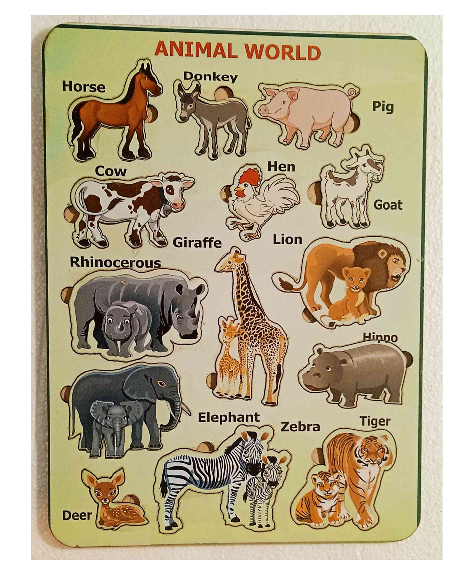 Fingo Brain wooden Knob Puzzle Animal World- 14 Pieces-image-45