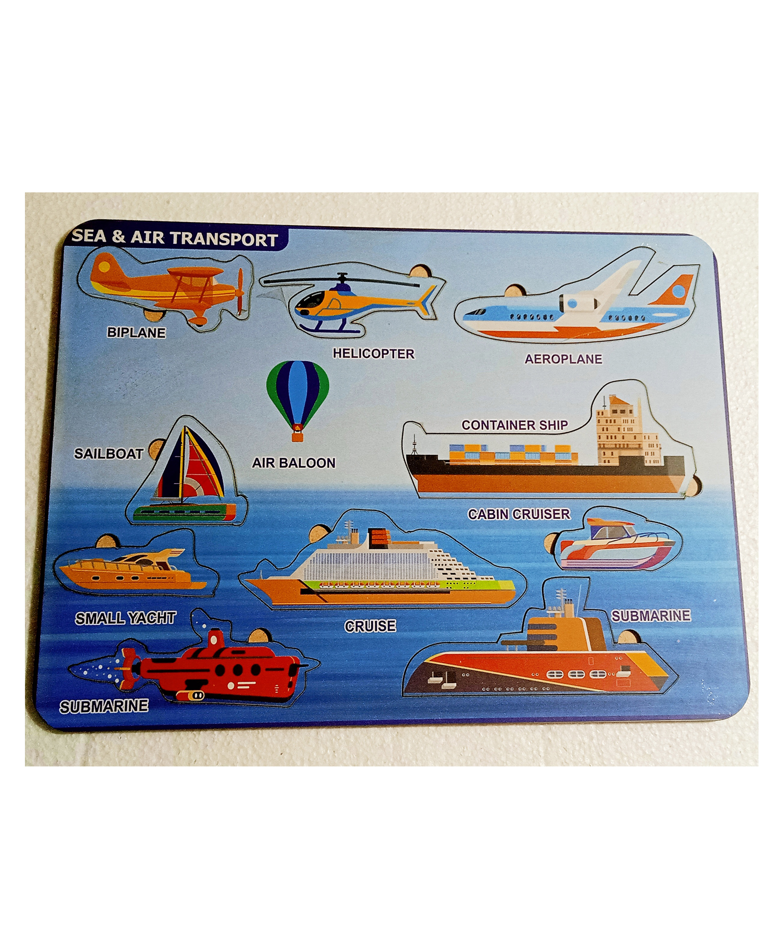 Fingo Brain Wooden Board Puzzle (Sea & Air Transport) Multicolour - 11 Pieces-image-21