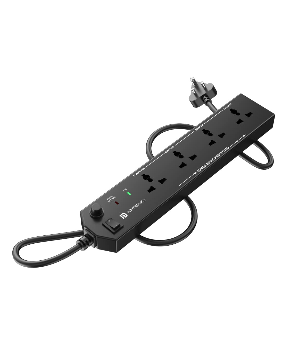 Portronics Power Plate 10 Extension Board with 4 Universal Sockets 3 Meter Long Cord 1500 Watts 6 Amp Multi Plug for Office and Home Appliances-Black-image-2