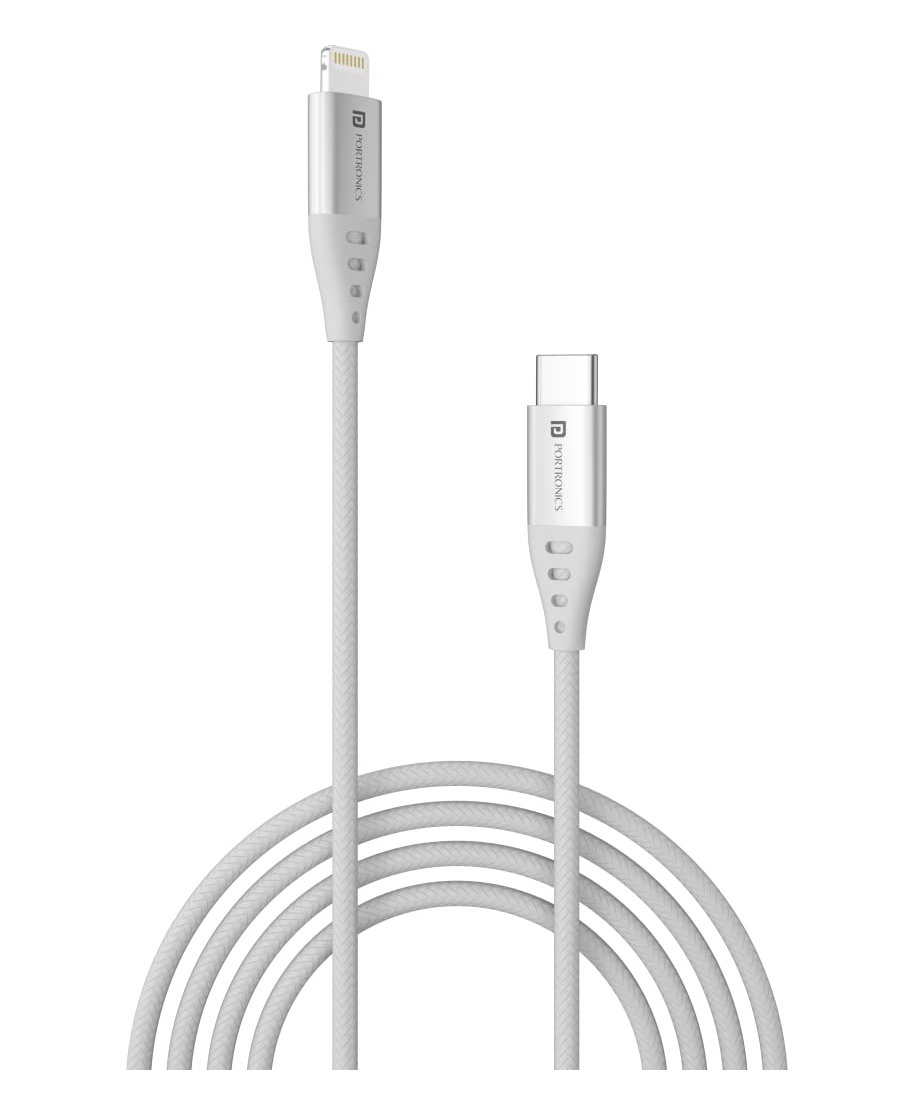 Portronics POR 1649 Konnect L1 Type C to 8 Pin Cable - White-image-19