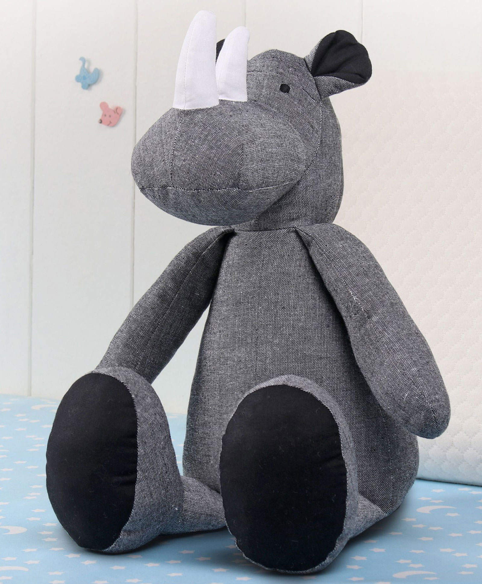 Bonfino Rhino Cotton Soft Toy Grey - Height 30 cm-picture-22