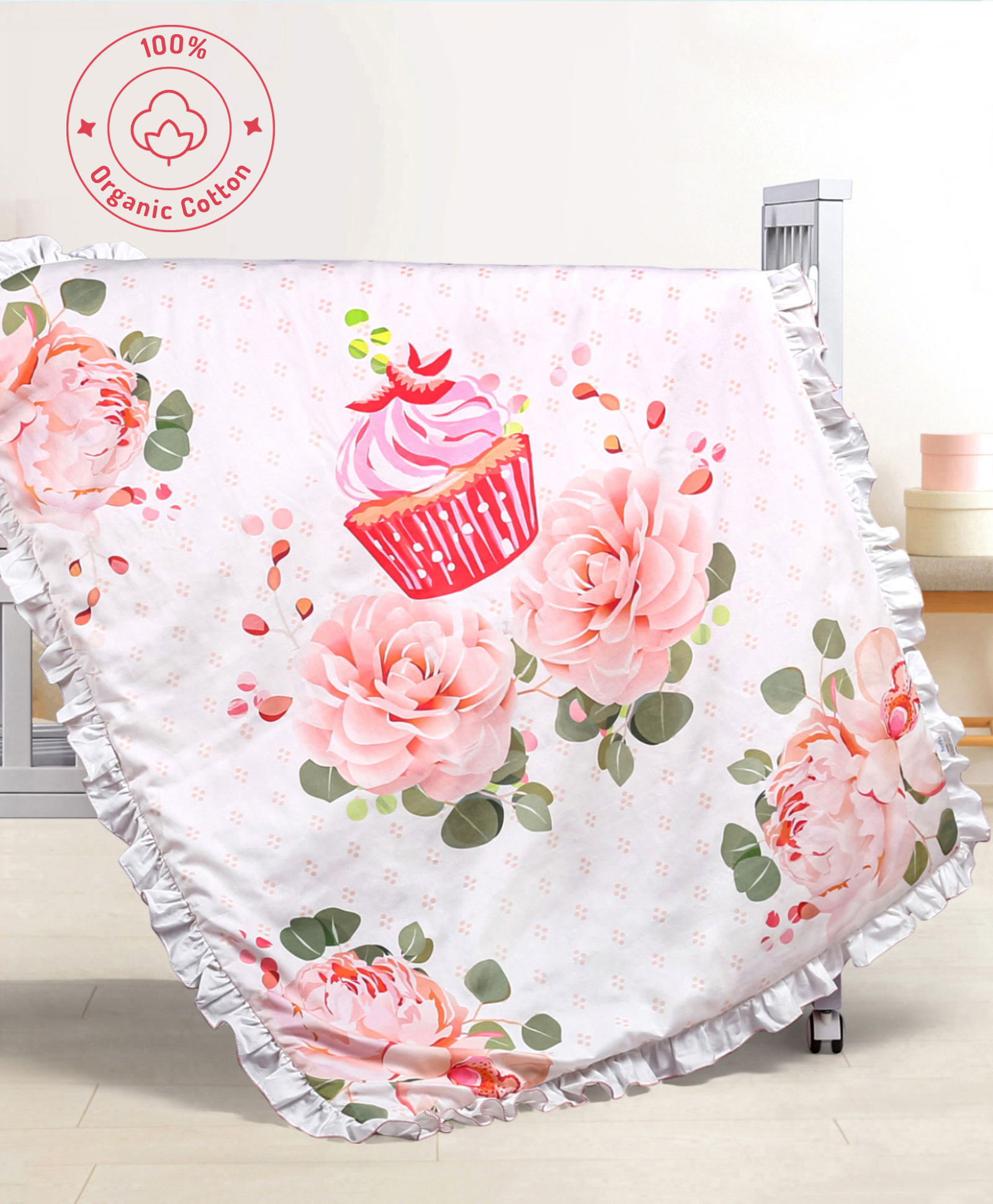 Bonfino Premium 100% Organic Cotton Quilt Cupcake Print - Pink-picture-28