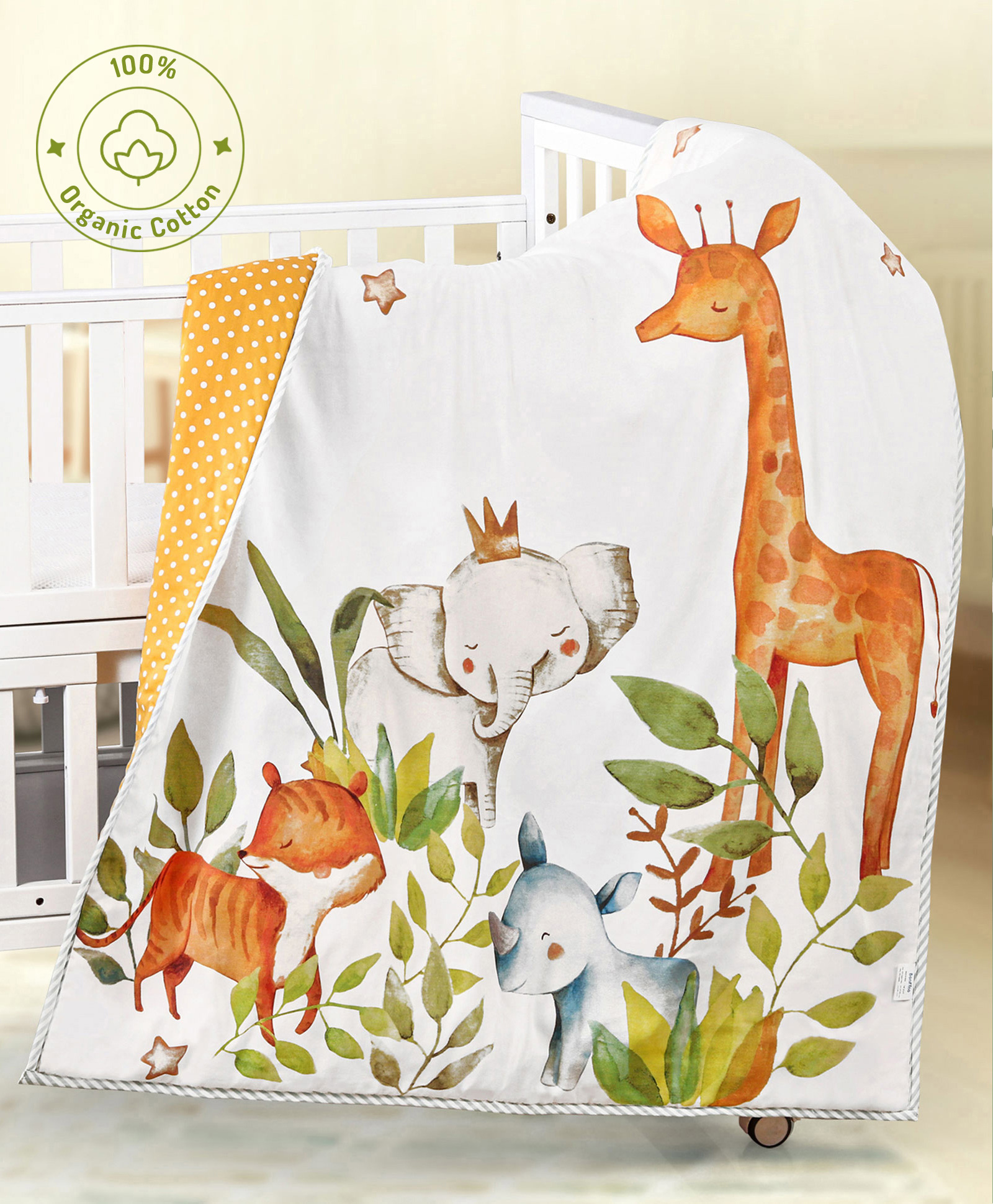 Bonfino Premium 100% Organic Cotton Quilt African Safari Print - Multicolour-picture-28