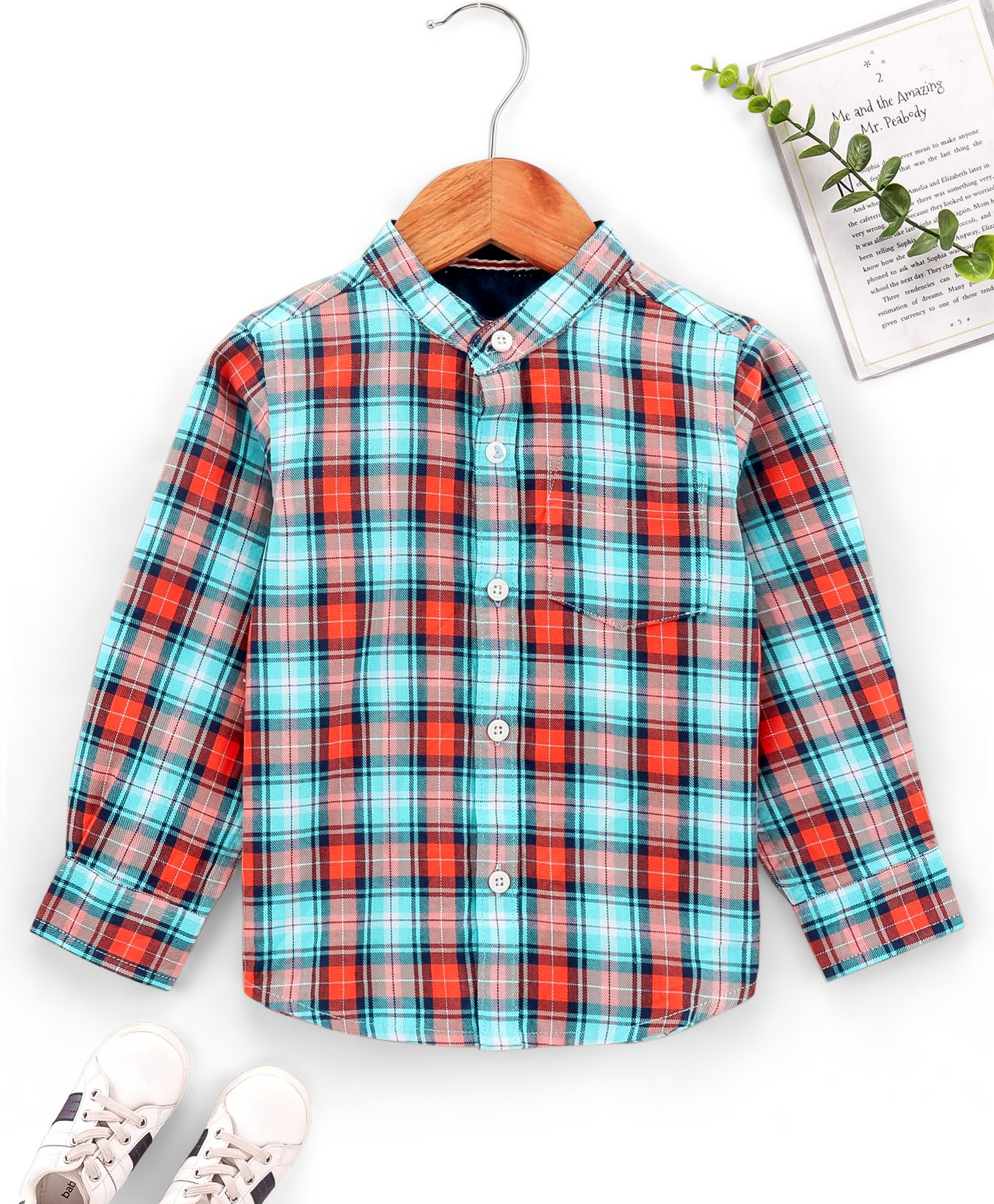 Babyhug Full Sleeves Checked Shirt - Orange-picture-11