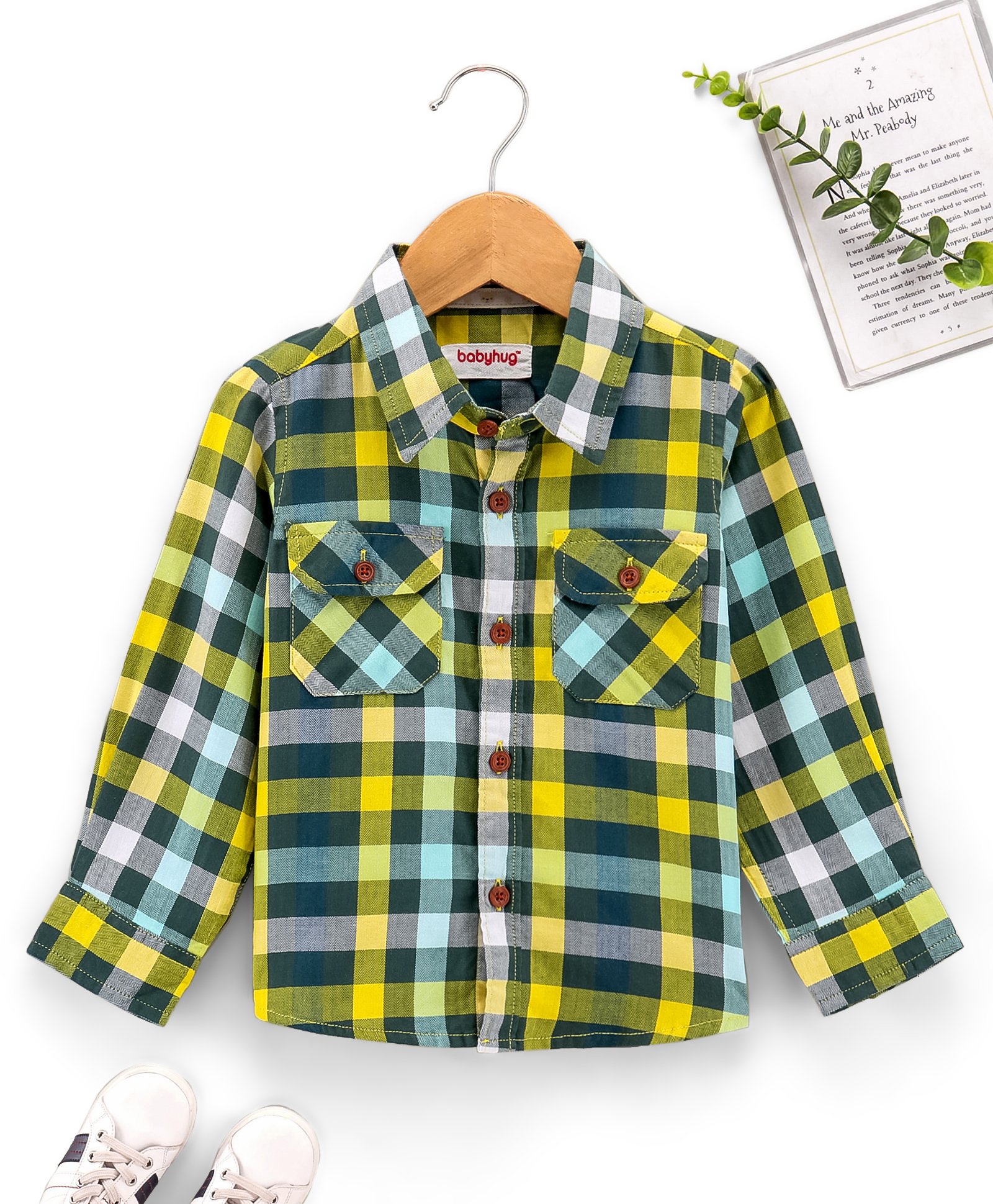 Babyhug 100% Cotton Woven Full Sleeves Checkered Shirt - Multicolor-picture-25