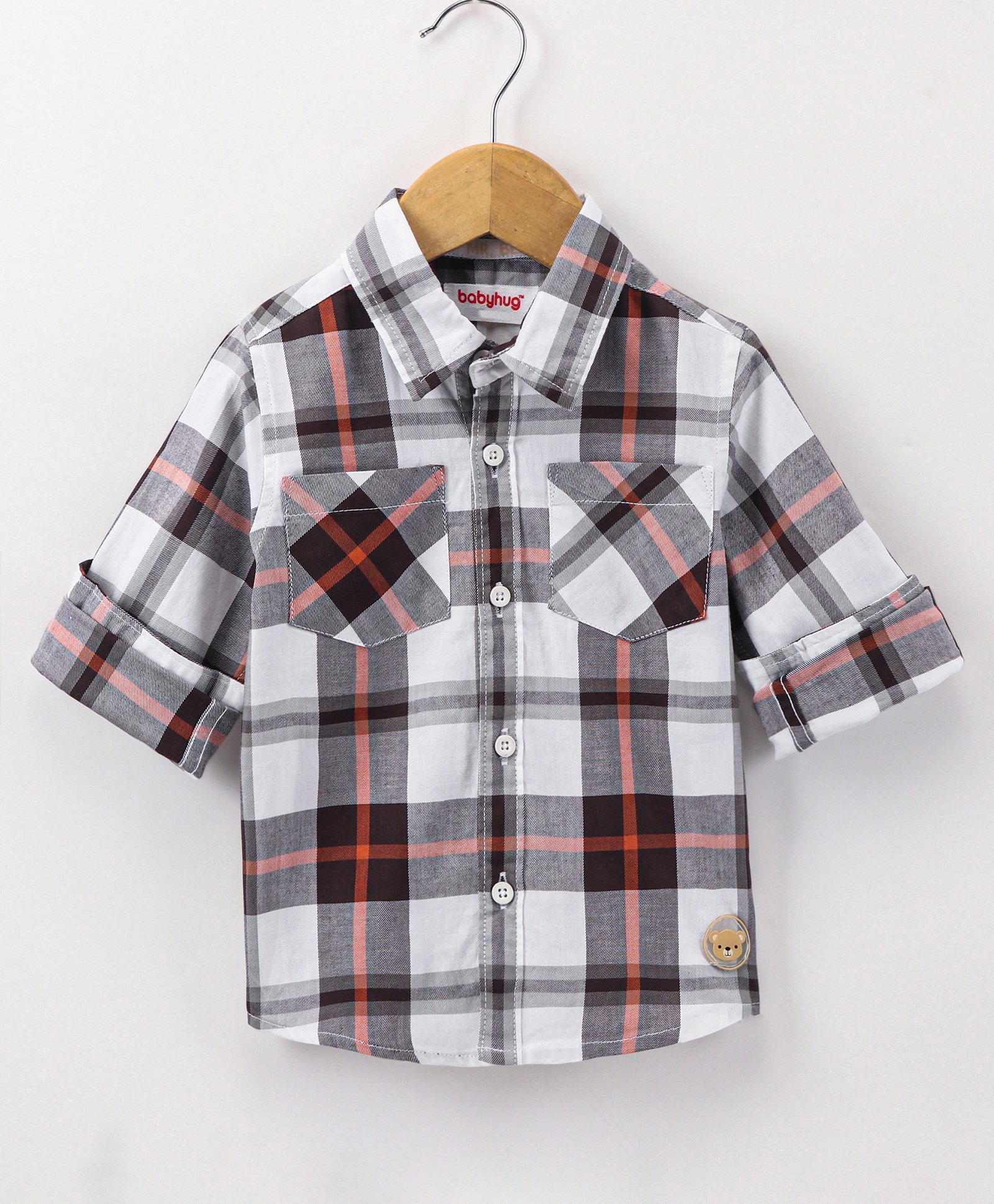 Babyhug Cotton Full Sleeves Checked Shirt - Brown-picture-10