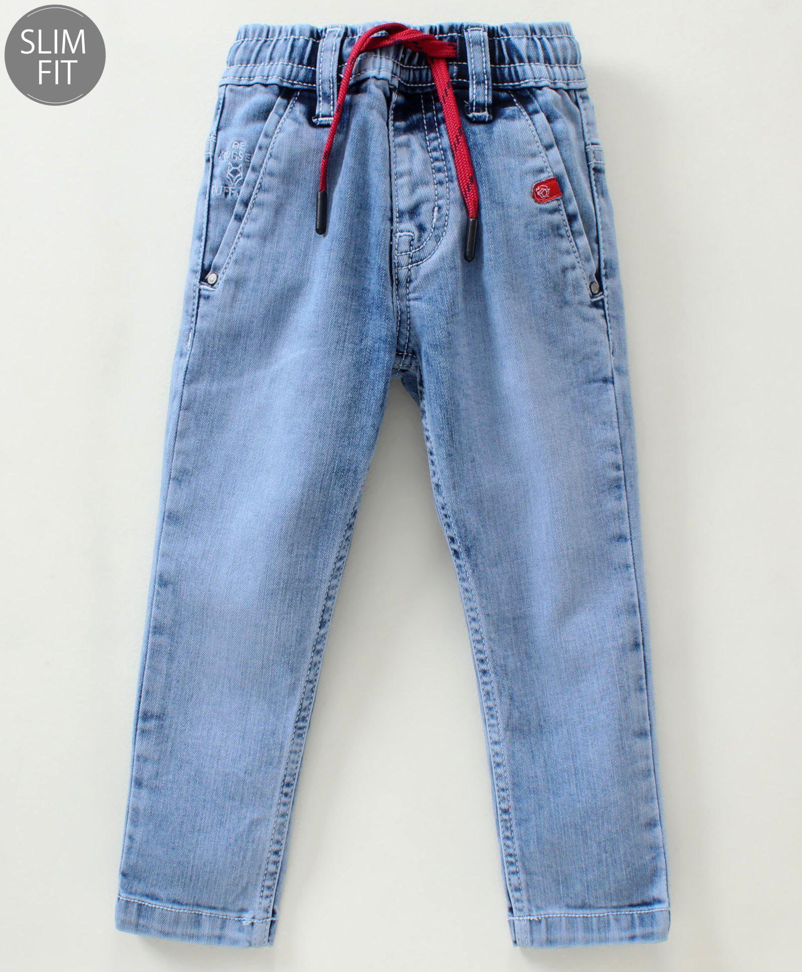 Ruff Cotton Full Length Jeans Solid Colour - Blue-picture-13