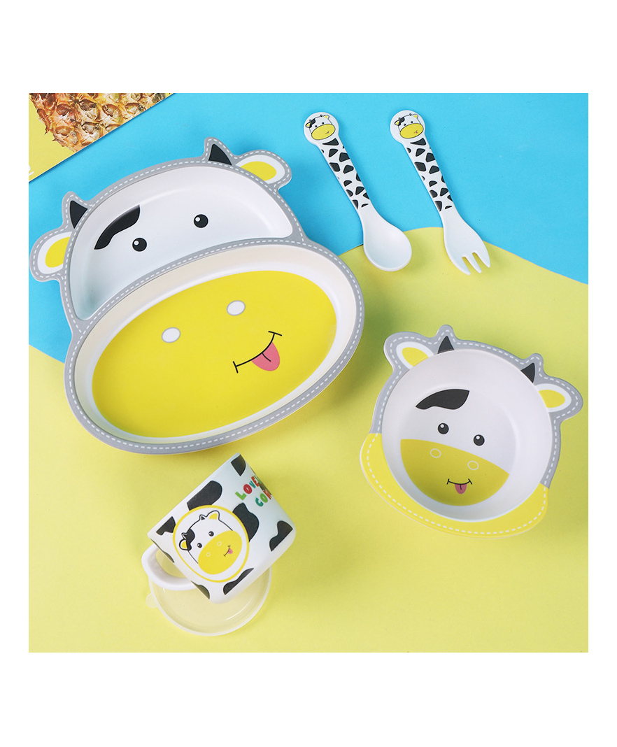 Sanjary Bamboo Tableware Cow Shape - Yellow-picture-28
