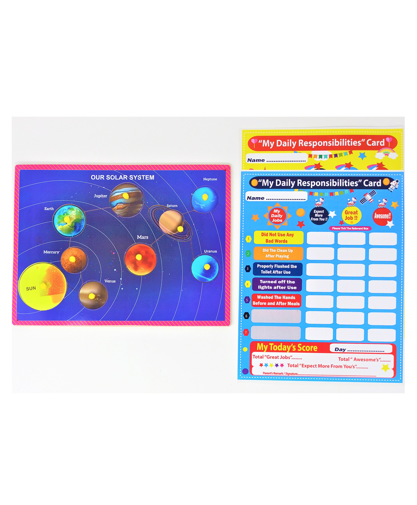 A&A Kreative Box Wooden Puzzle Solar System with 2 Responsibility Cards - 9 Pieces-image-47