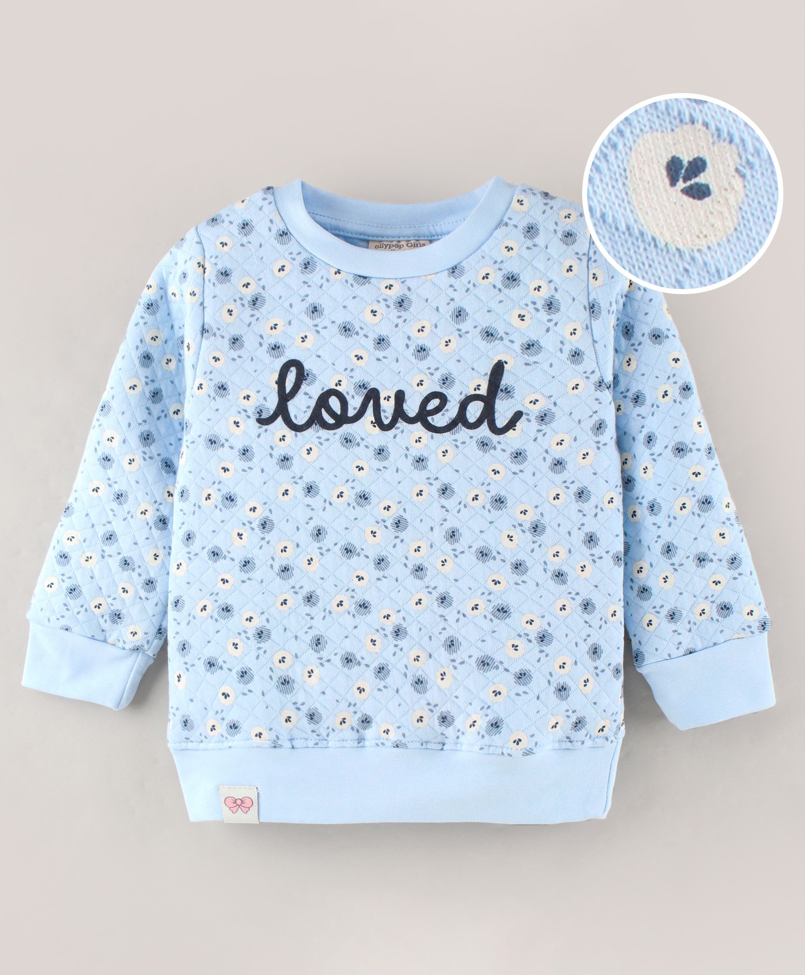 Ollypop Poly Fill Full Sleeves Sweatshirt Loved Text Print - Blue-picture-18