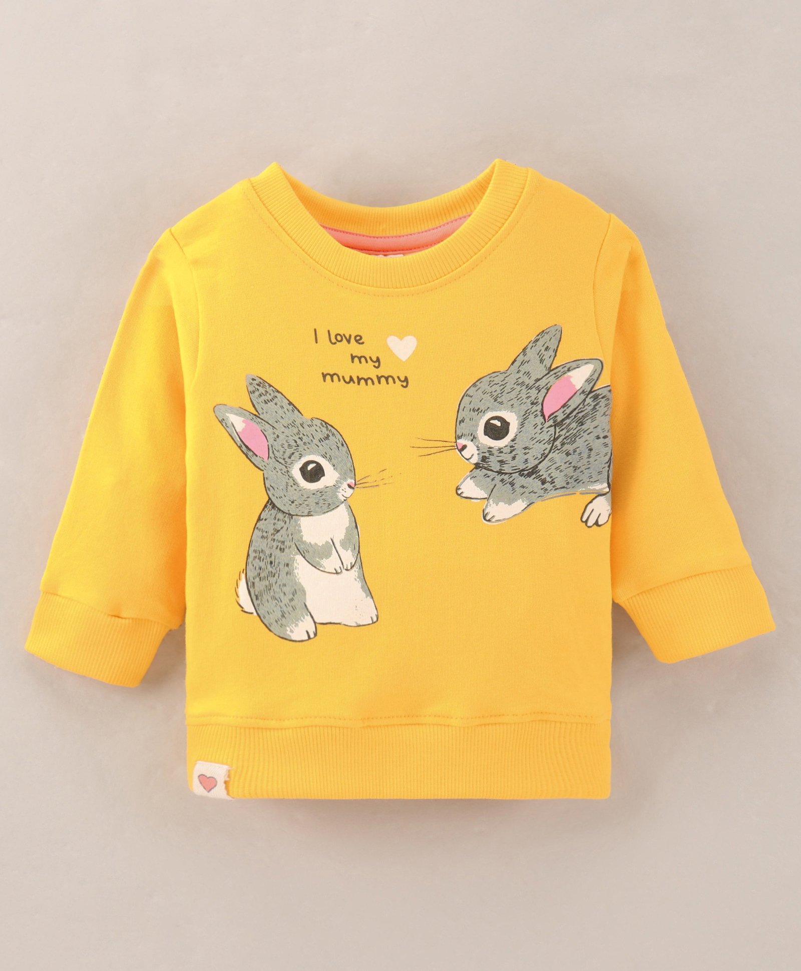 Ollypop Cotton Knit Full Sleeves Bunny Printed Sweatshirt  - Gold-image-19
