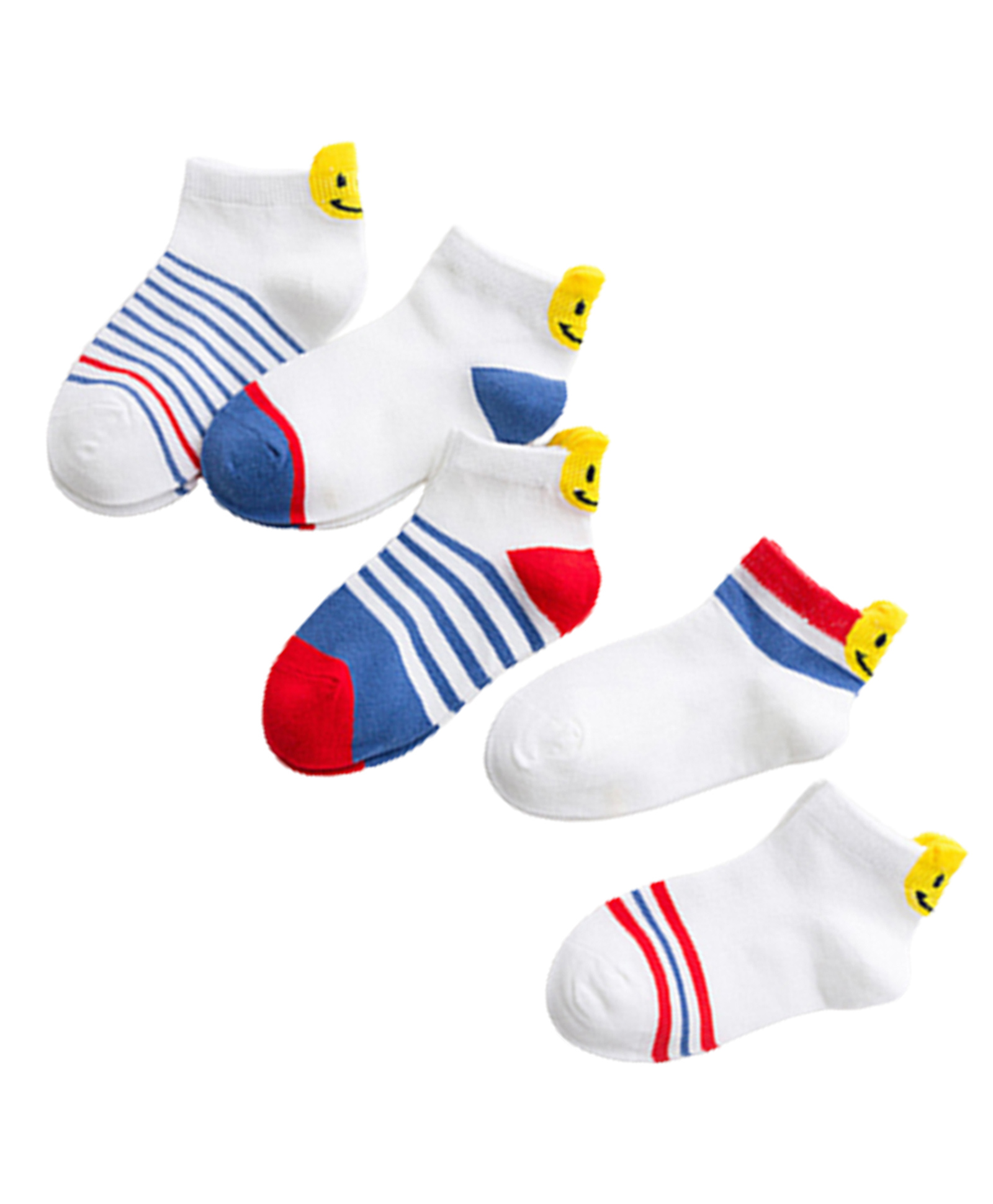 MOMISY Cotton Ankle Length Socks Smiley Striped Design Pack of 5 - Multicolour--picture-31