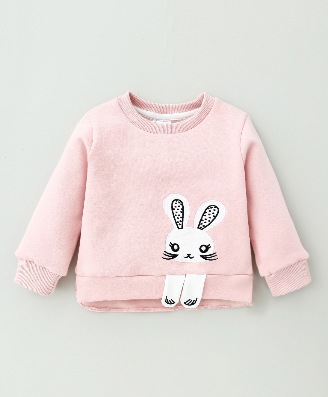 Kookie Kids Full Sleeves Sweatshirts Bunny Applique - Pink-image-38