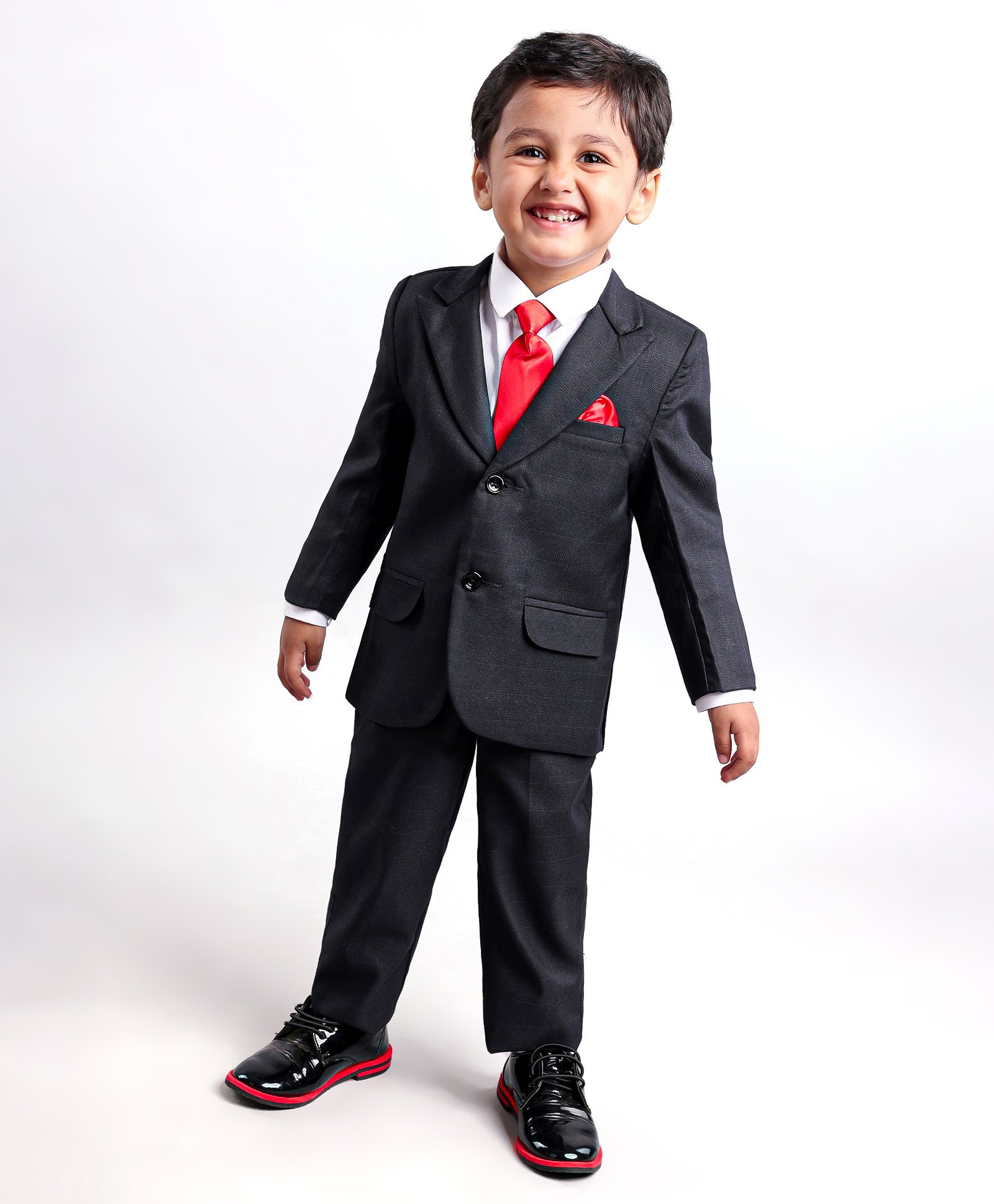Babyhug Full Sleeves Party Suit With Bow Solid - Black-image-2