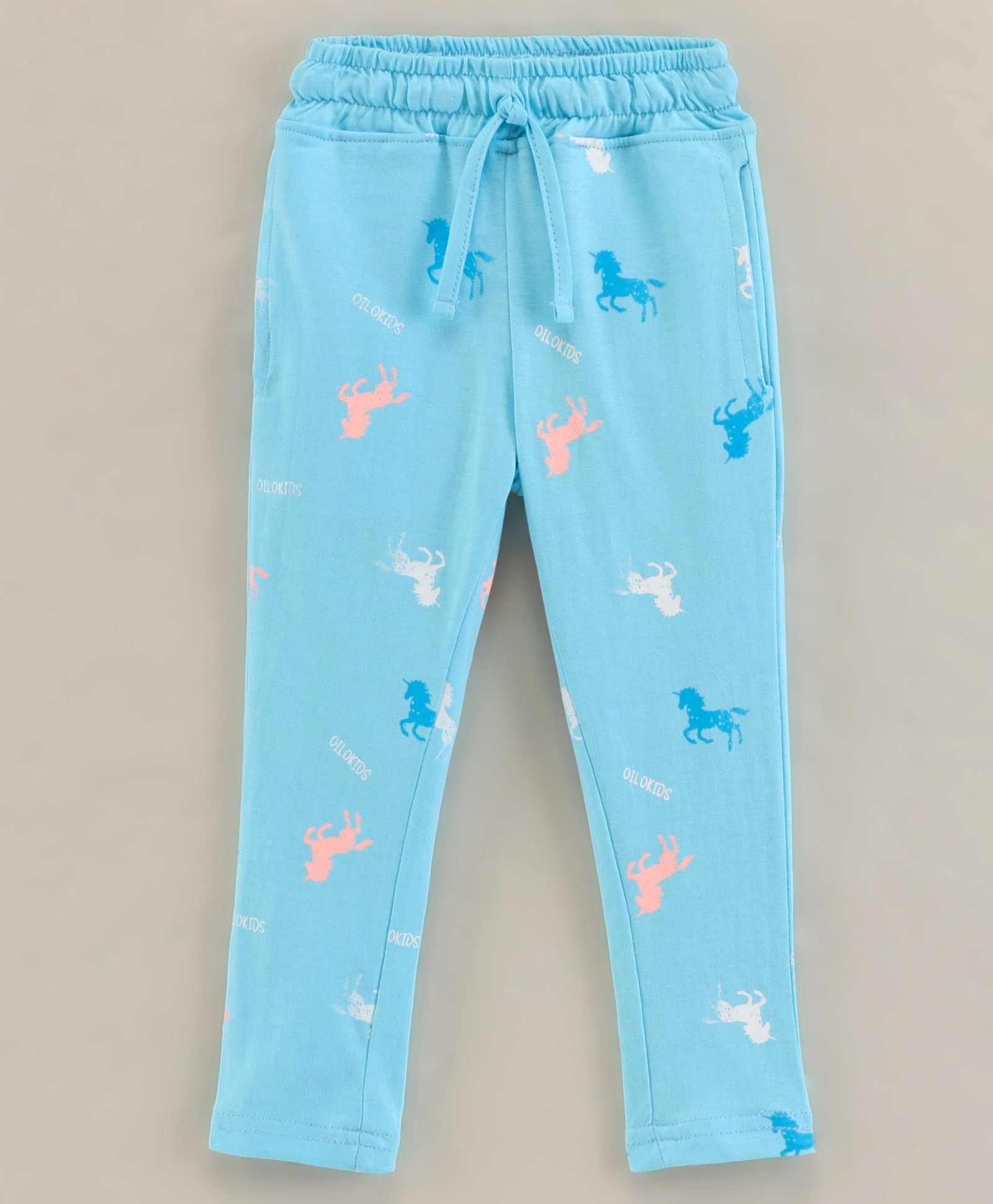 Olio Kids Heavy Sinker Knit Full Length Unicorn Print Trackpant - Blue-picture-34