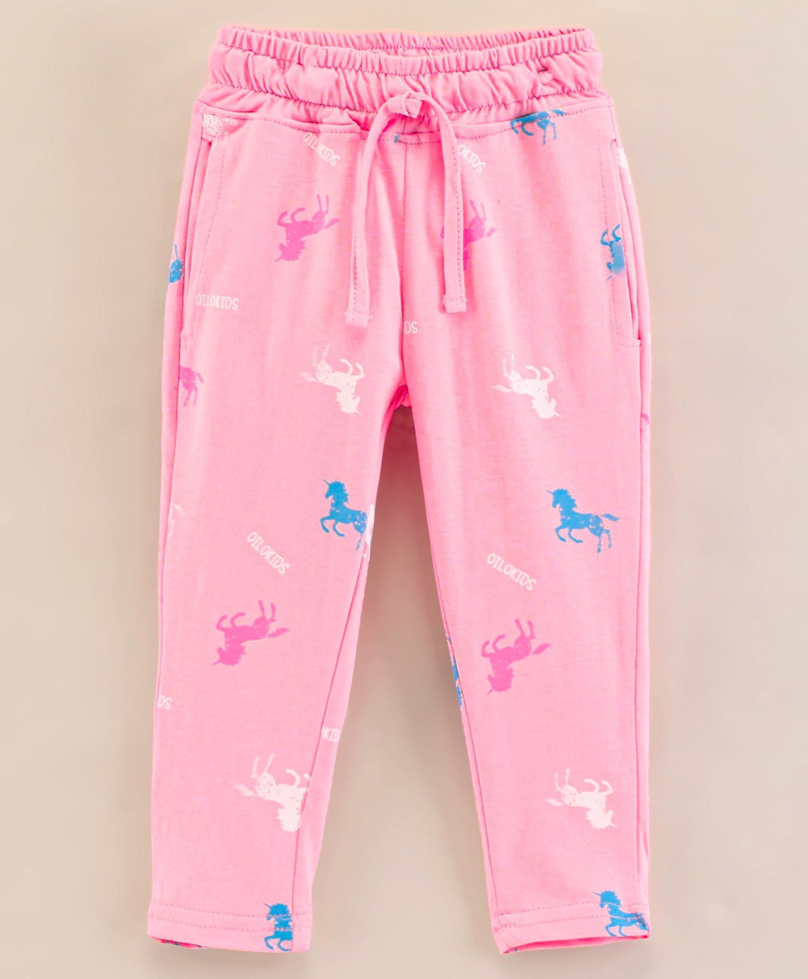 Olio Kids Heavy Sinker Knit Full Length Unicorn Print Track Pant - Pink-picture-35