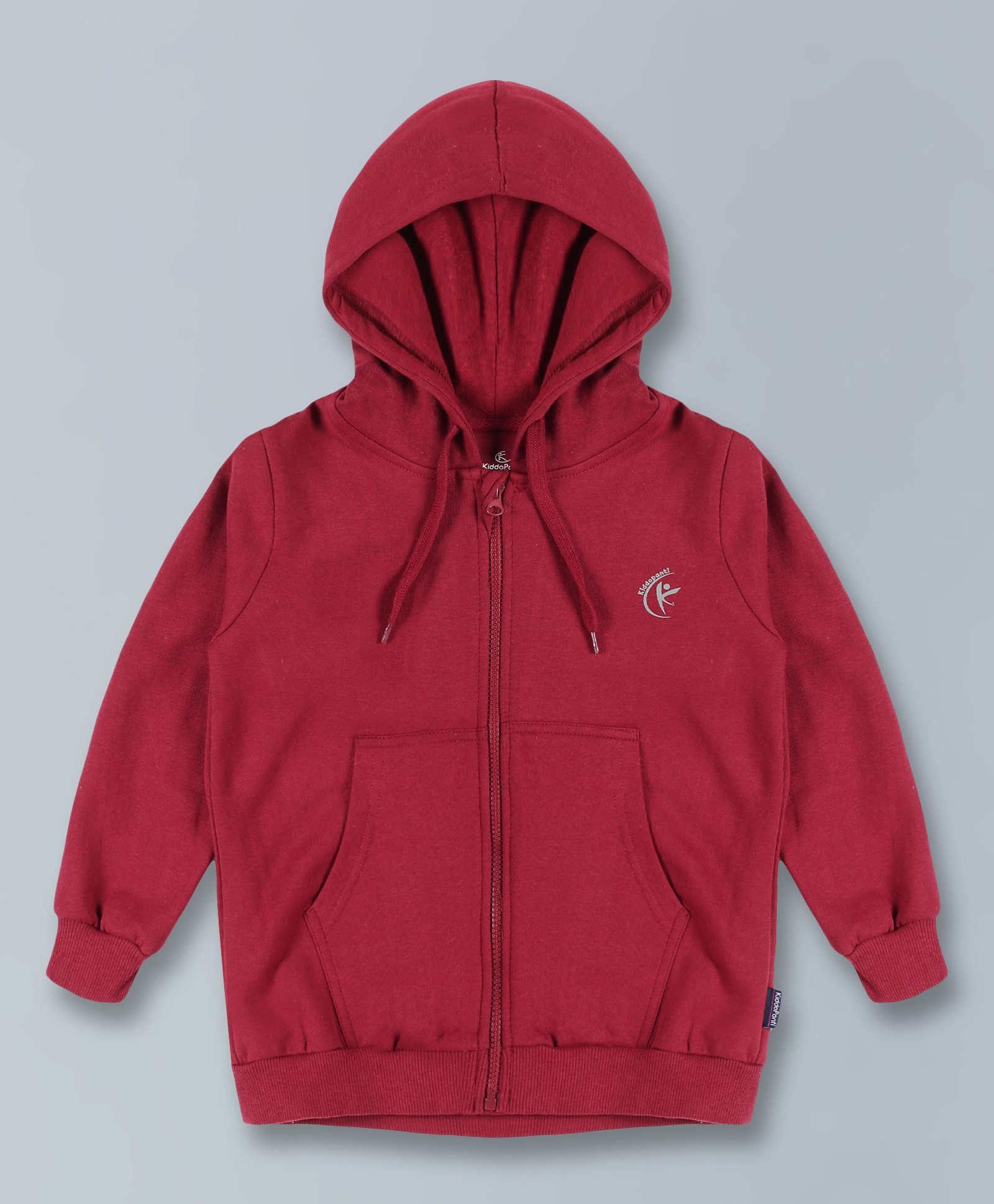 Kiddopanti Full Sleeves Solid Hooded Sweatshirt - Maroon-picture-14