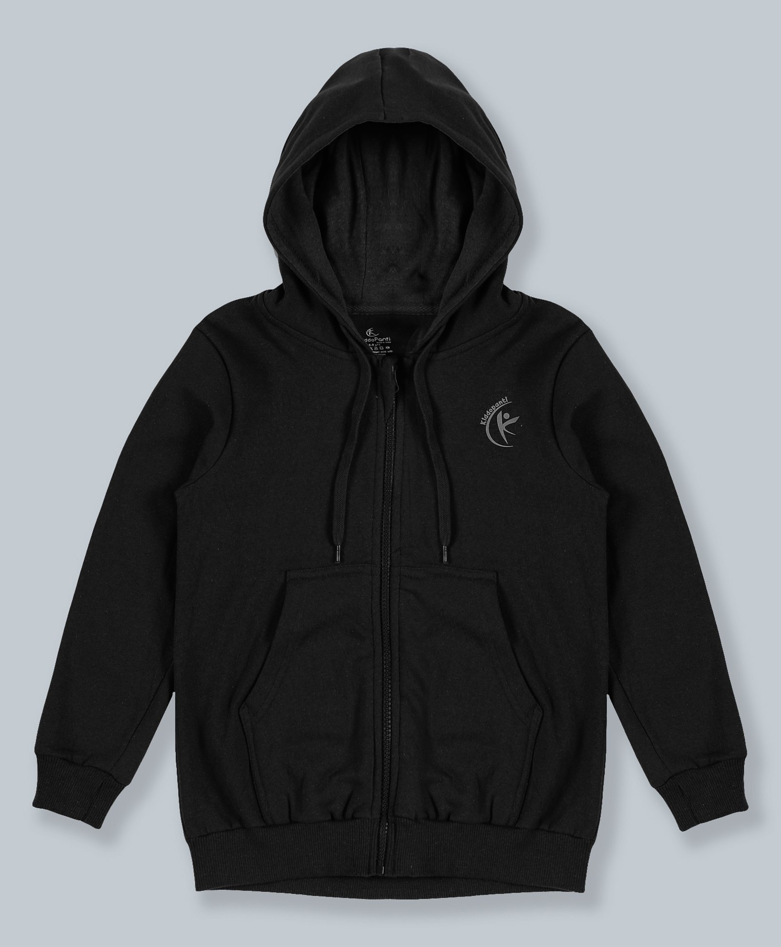 Kiddopanti Full Sleeves Solid Hooded Sweatshirt - Black-image-6