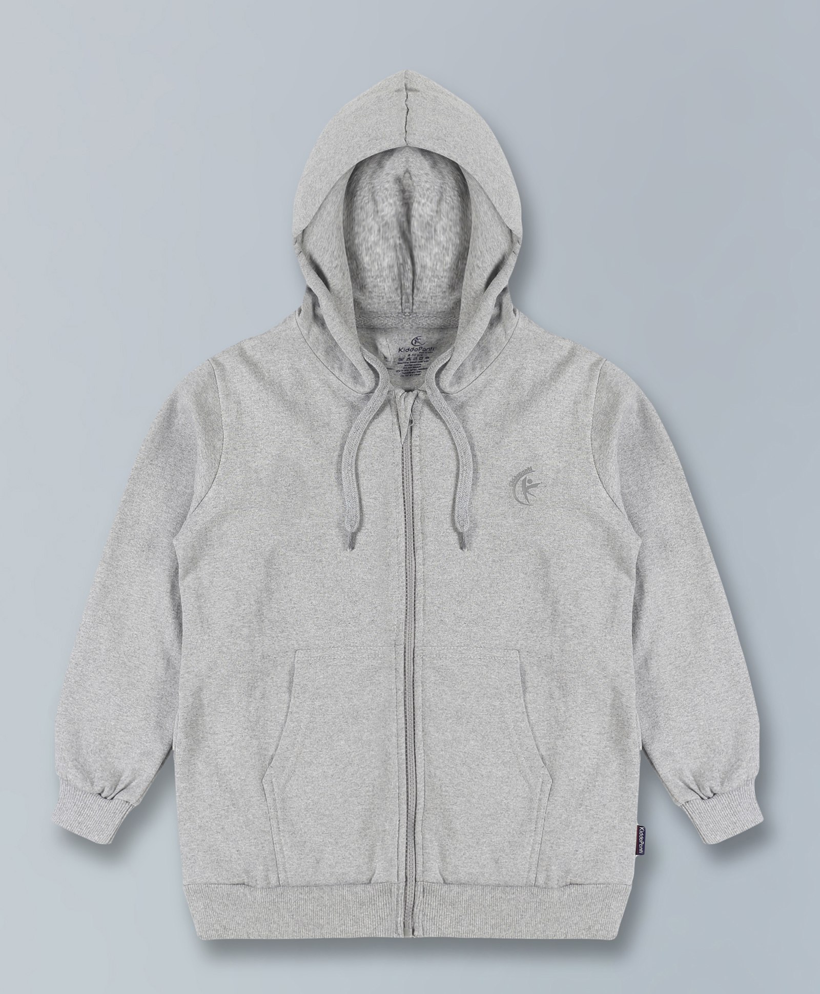 Kiddopanti Full Sleeves Solid Hooded Sweatshirt - Grey Melange-picture-21