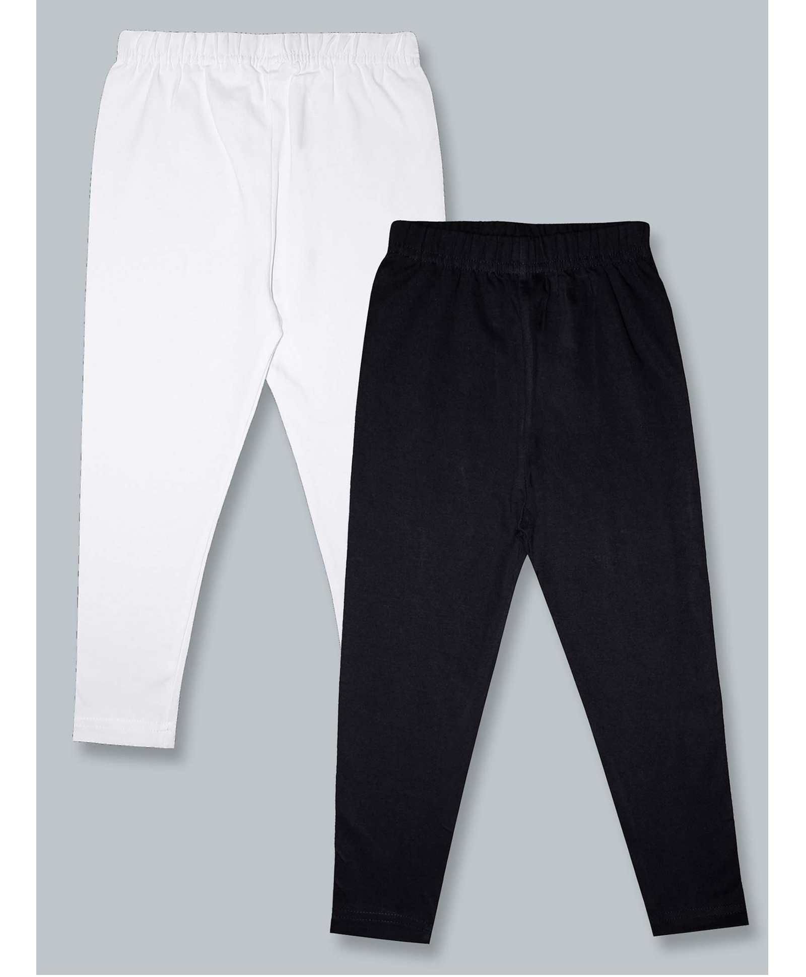 Kiddopanti Pack Of 2 Solid Leggings - White & Black-picture-39
