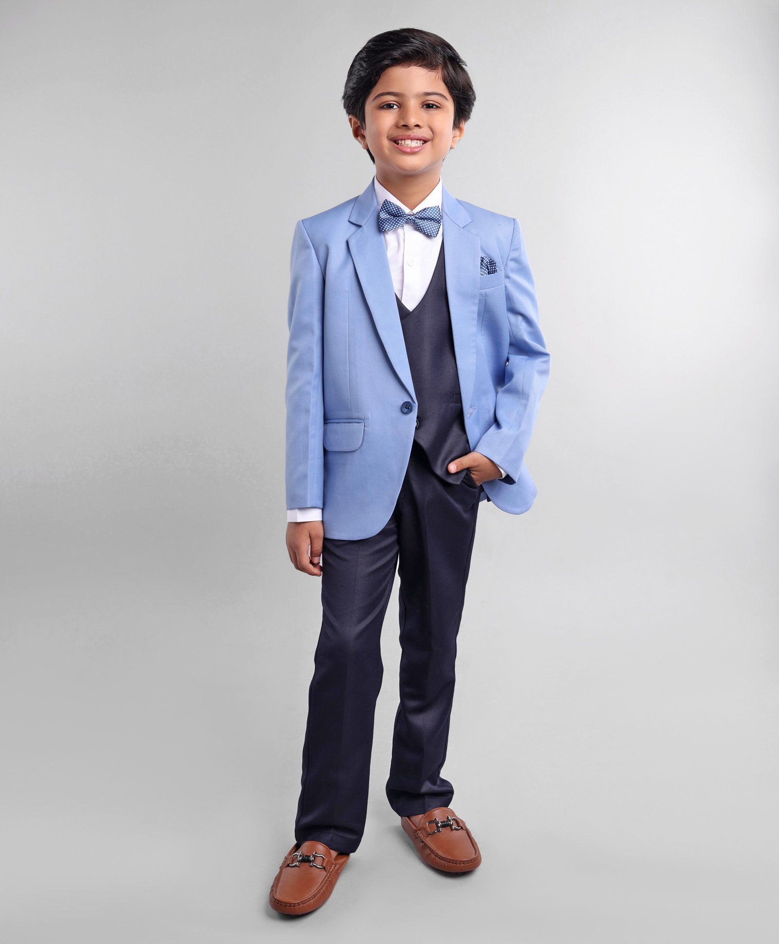 Robo Fry Full Sleeves Solid Color Party Suit - Blue-picture-27