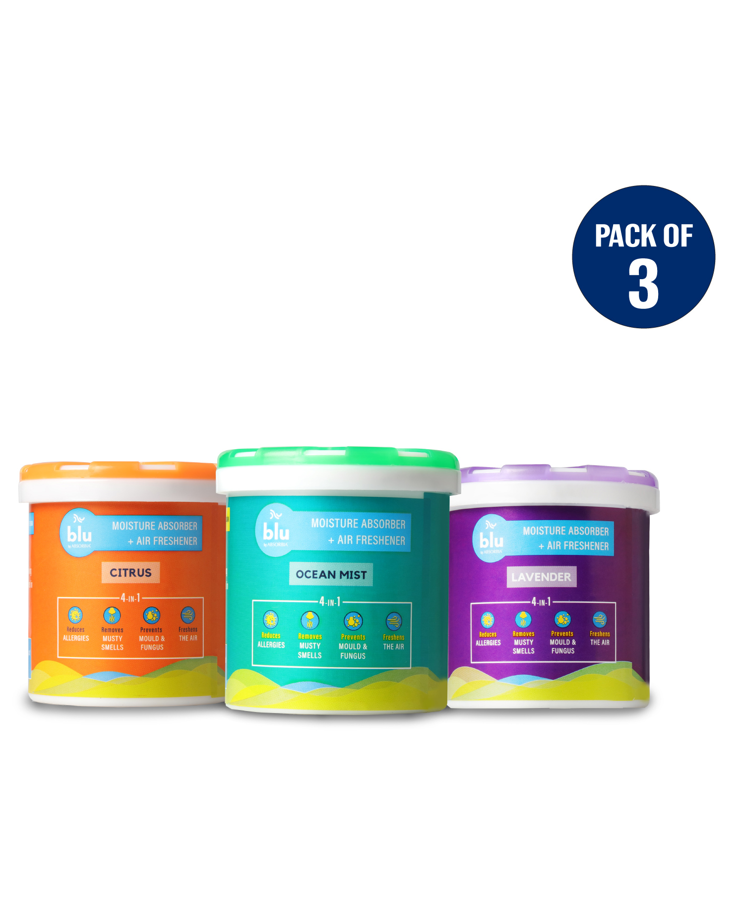ABSORBIA Moisture Absorber Interior Dehumidifier Pack of 3 - 90g Each-image-3