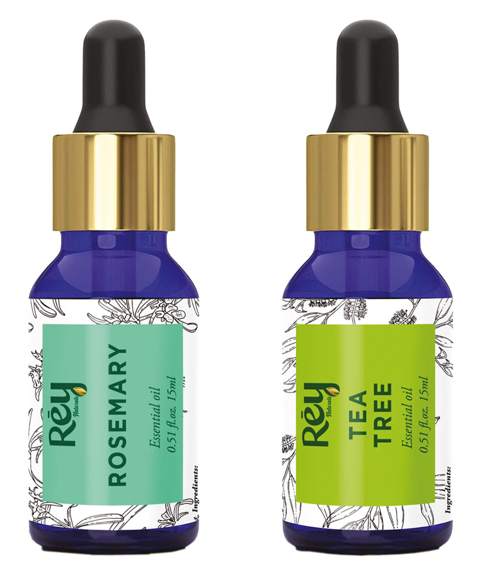 Rey Naturals 100% Pure Tea Tree & Rosemary Essential Oils Pack of 2 - 15 ml  Each Online in India, Buy at Best Price from  - 11896543