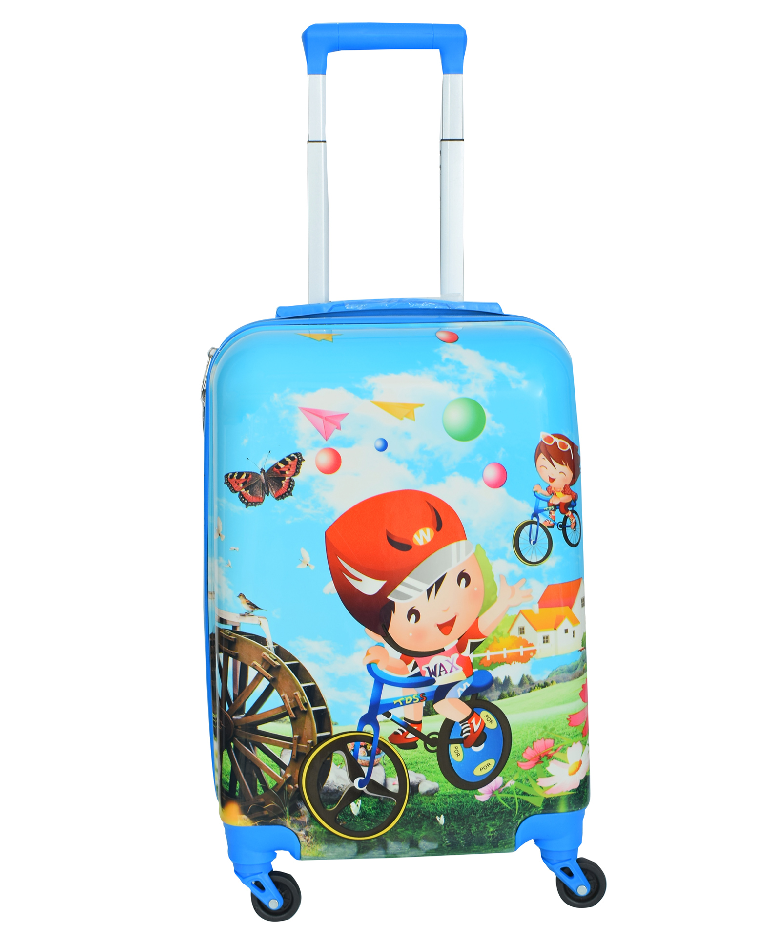 D PARADISE Polycarbonate Hard Case Trolley Bag With Wheels Cycle Boy Print - Blue-image-35