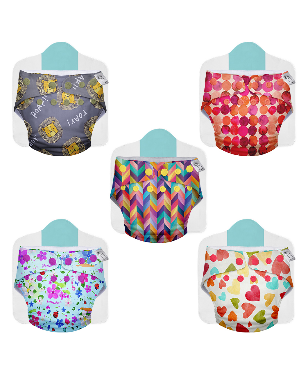 SuperBottoms Cloth Diapers Combo Pack of 5 Freesize With 5 organic cotton inserts (Colour May Vary)-picture-22
