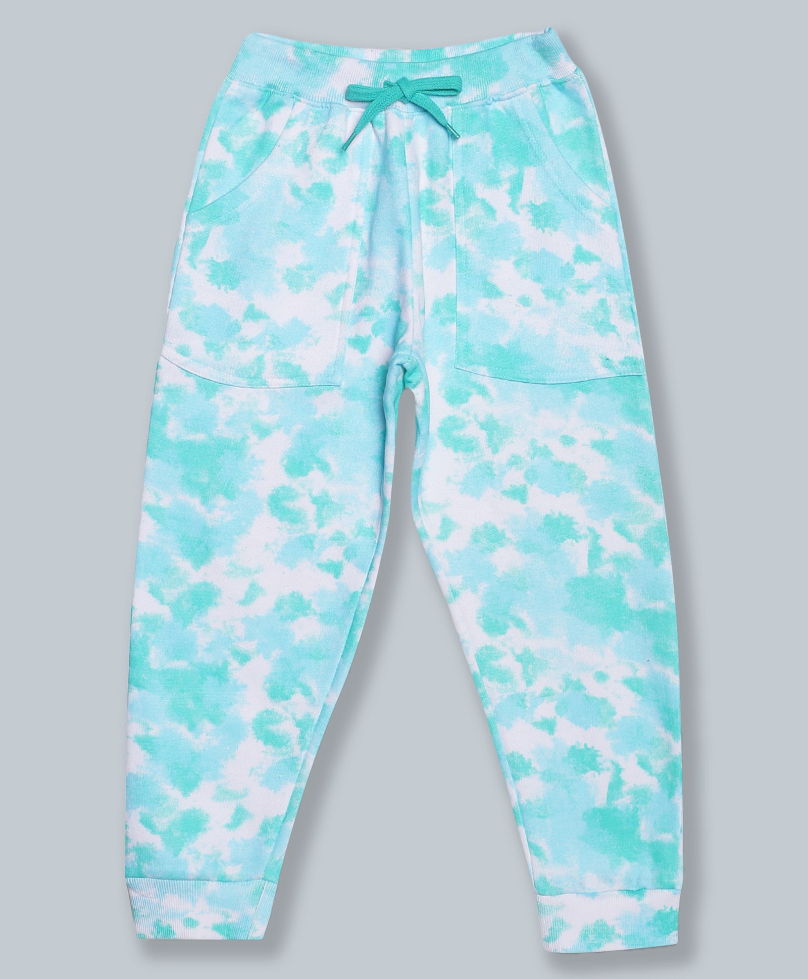 Kiddopanti Unisex Tie And Dye Design Track Pant - Light Blue Sea Green-picture-10