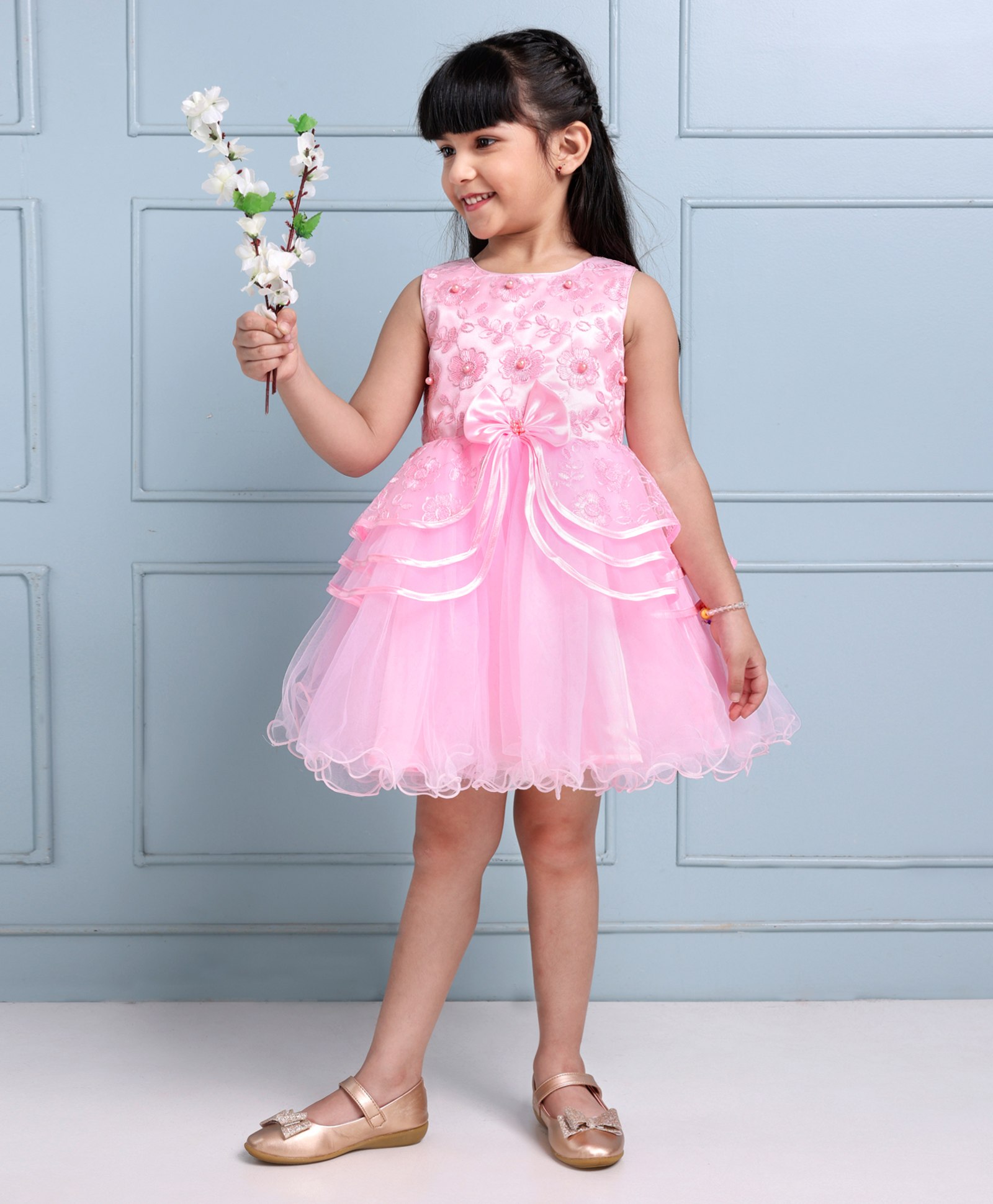 Girls Dresses Infant Birthday Solid Flower Princess Pageant Party Prom Ball  Gown Dress - Walmart.com