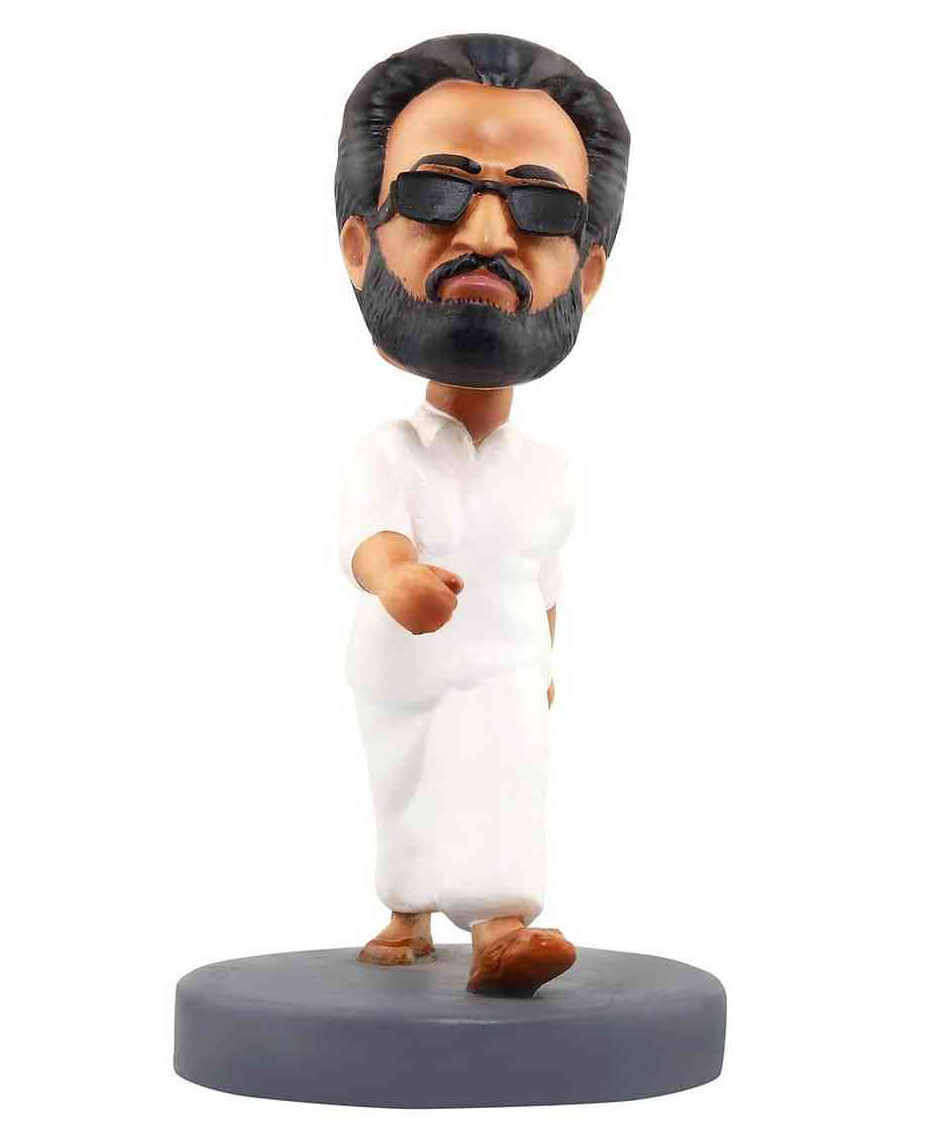 Awestuffs Rajnikanth Thalaiva Car Decoration Bobblehead Action Figure White- Height 15 cm-image-37