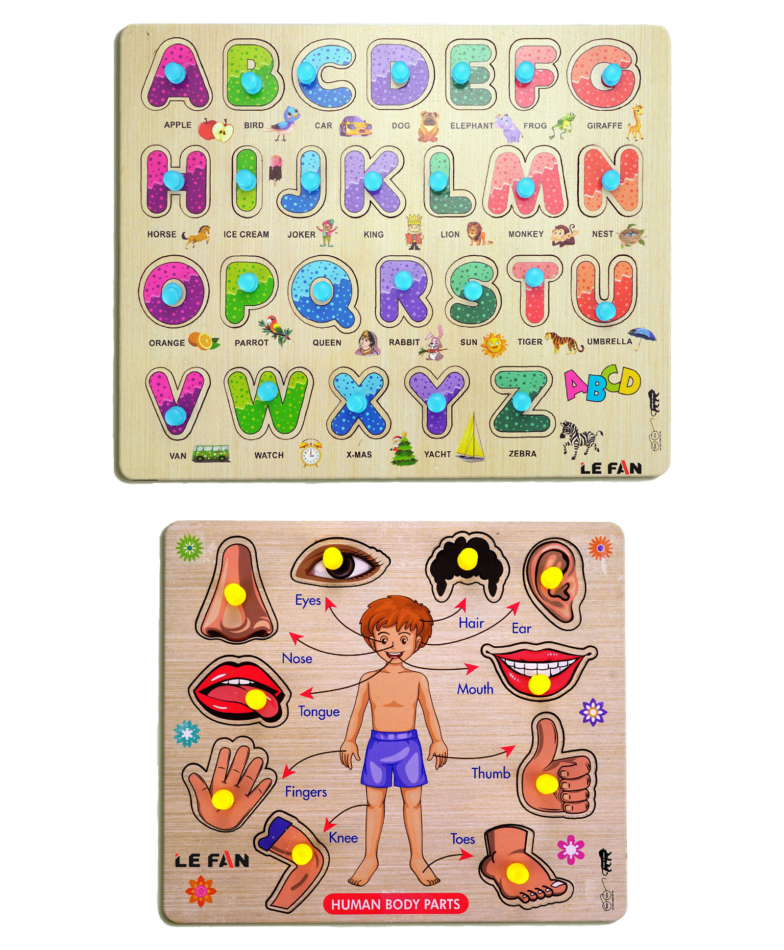 Mingkids Educational Jigsaw Puzzles Learning Toys Kit Board GameSet of ABCD Alphabet & Human Body Parts Educational Toy Pack of 2 - 36 Pieces-image-47