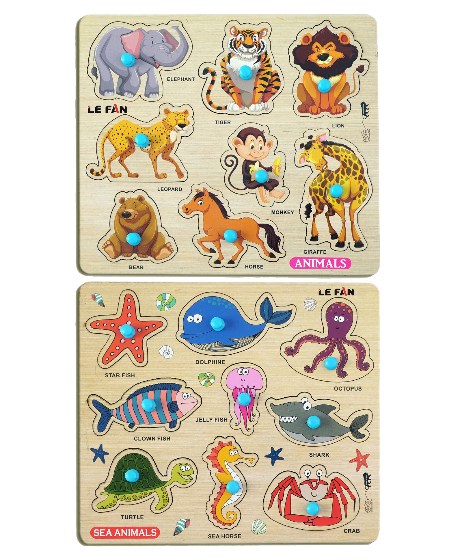 Mingkids Educational Jigsaw Puzzles Learning Toys Kit Board GameSet of Animals & Sea Animals Educational Toy Pack of 2 - 17 Pieces-image-30
