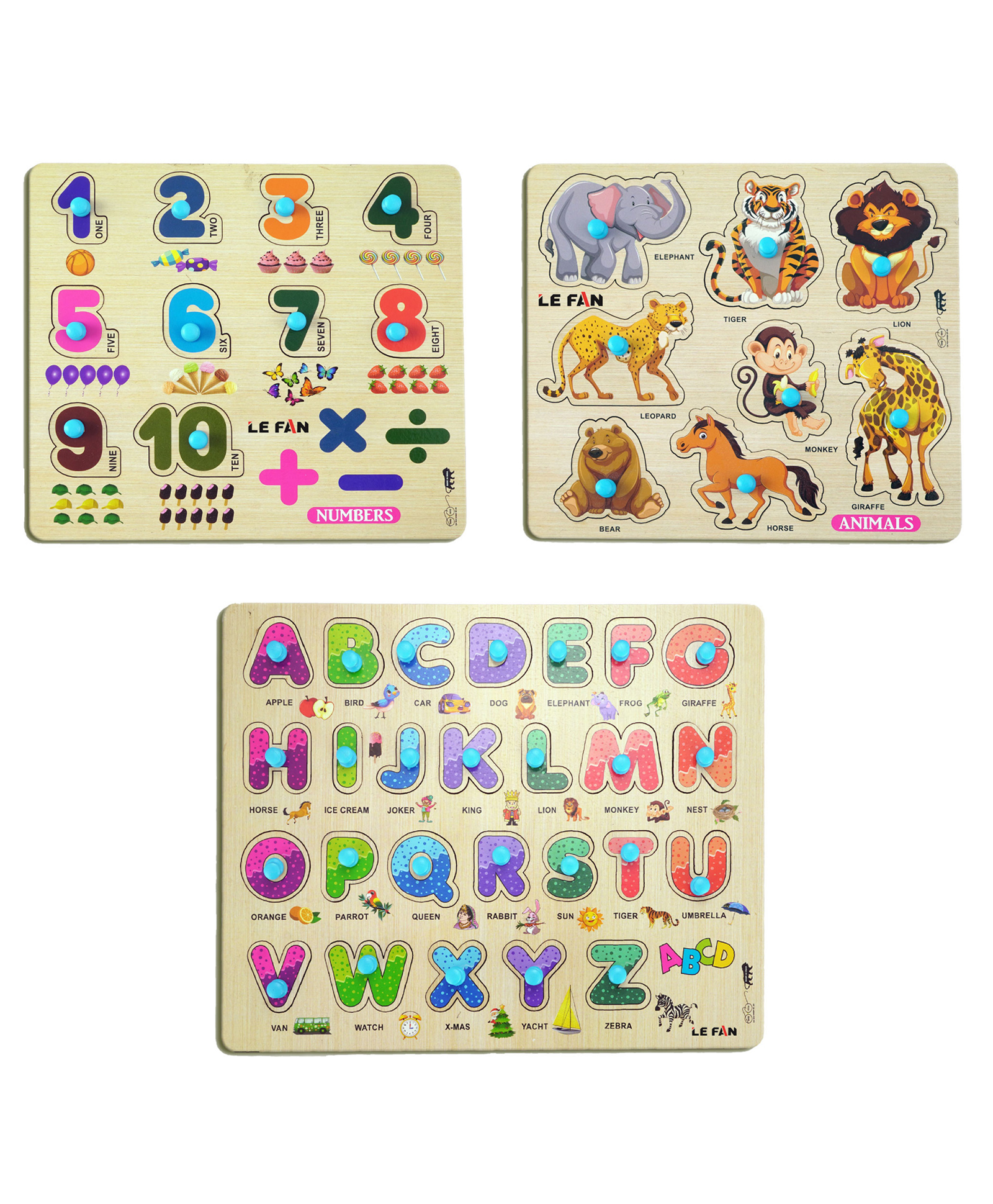 Mingkids Numbers English Letters and Animals Puzzle Set of 3 - 45 pieces-image-48