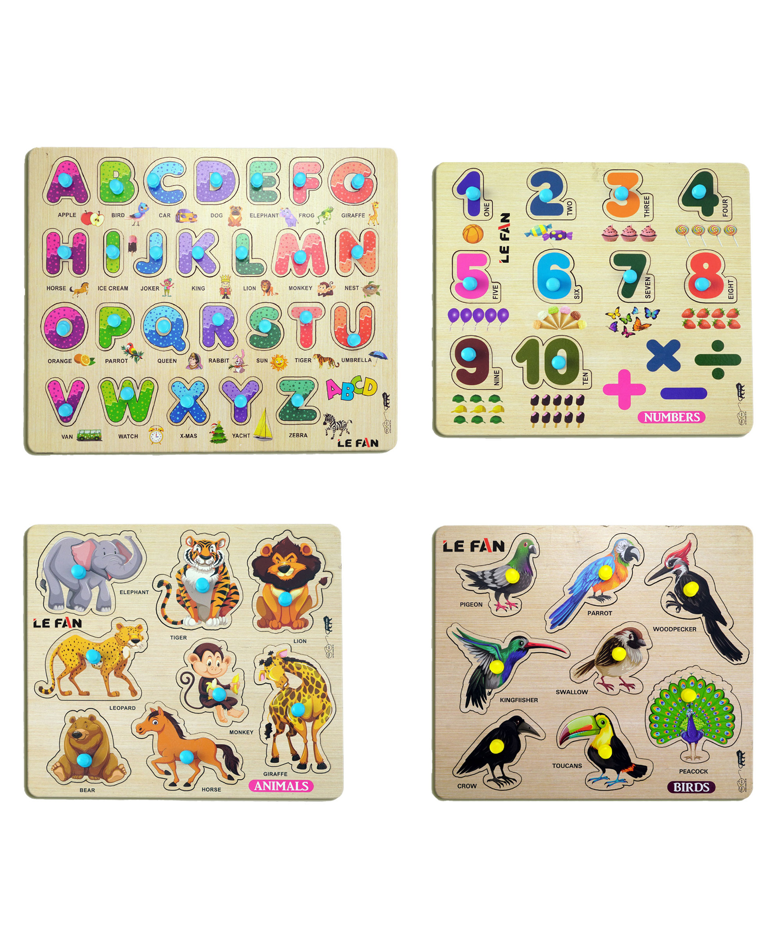 Mingkids Educational Jigsaw Puzzles Learning Toys Kit Board Game Set of ABCD Alphabets Numbers Animals & Birds Puzzle - 52 Pieces-image-29