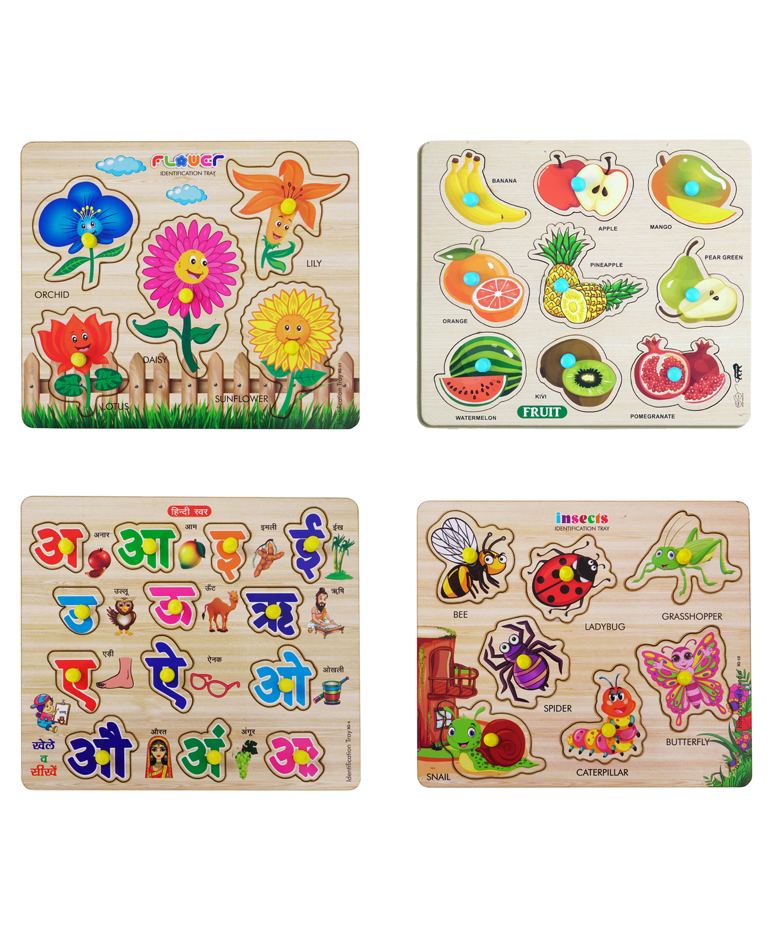 Mingkids Kids Fort Pre Nursery Educational Jigsaw Puzzle of Flower, Fruits, Hindi Letters & Insects -32 Pieces-image-15