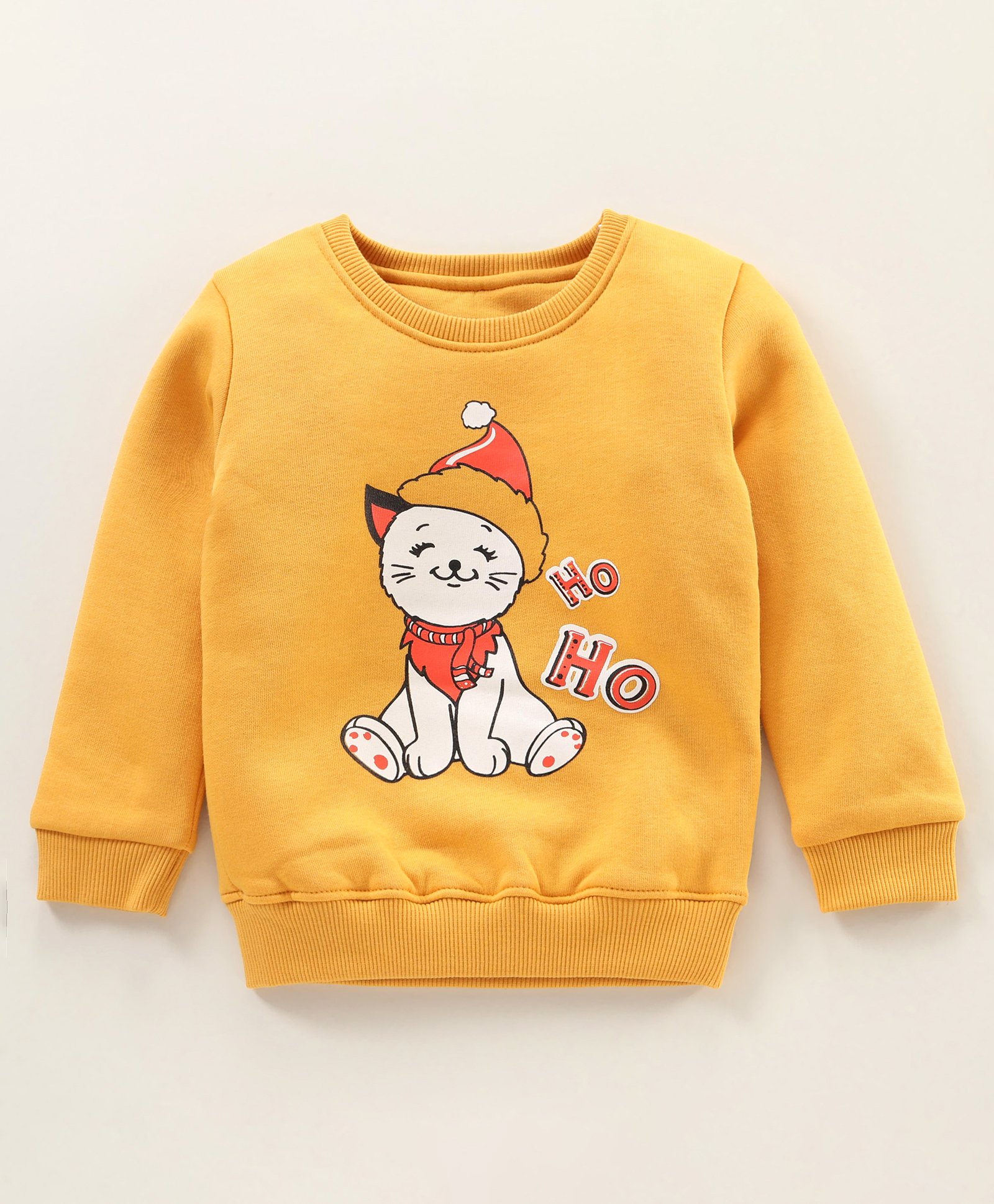 Bodycare Full Sleeves Sweatshirt Kitty Print - Yellow-image-0