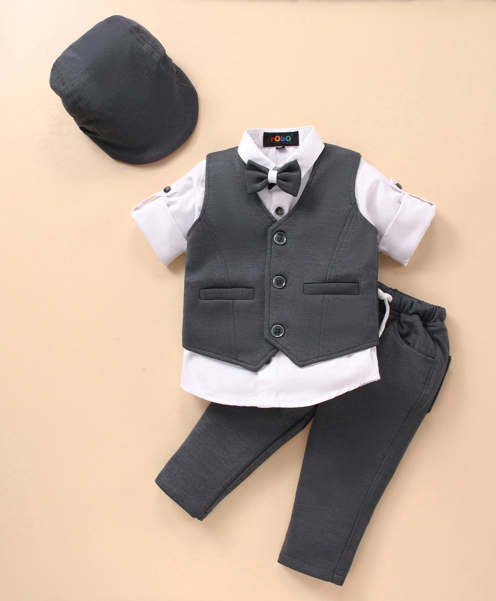 Robo Fry Full Sleeves Textured Party Suits - Grey-picture-27