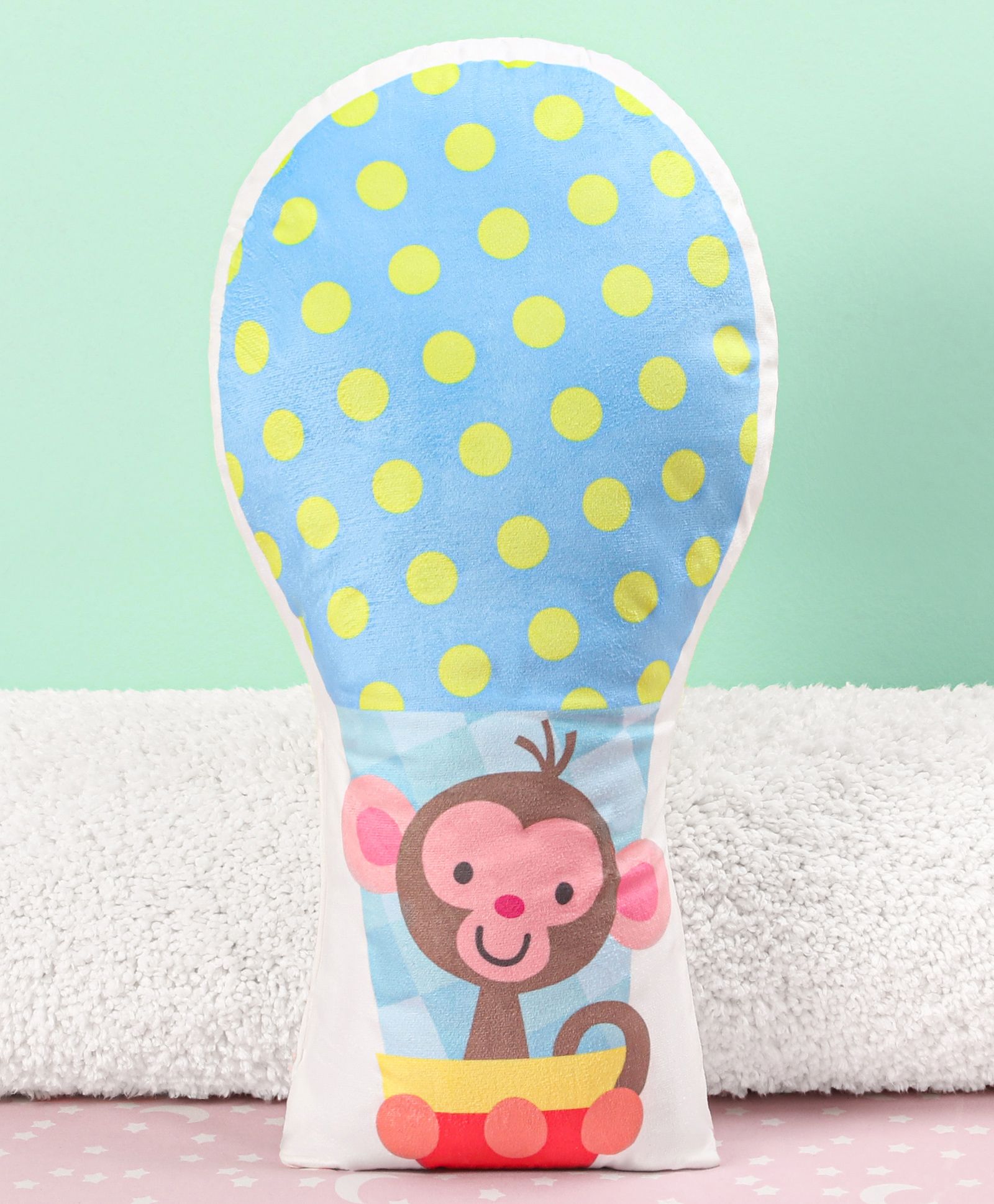 Double Sided Cushion Hot Air Balloon Print and Shape - Blue