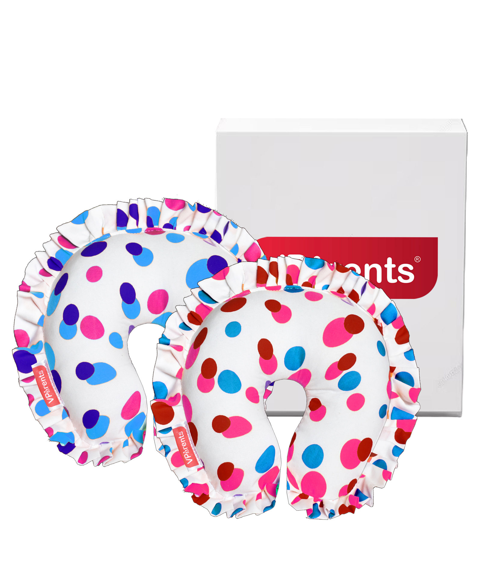 VParents Preemiee Neck Support Soft Pillow for New Born Baby U Shape Pillow Pack of 2 - Pink and Blue-picture-17
