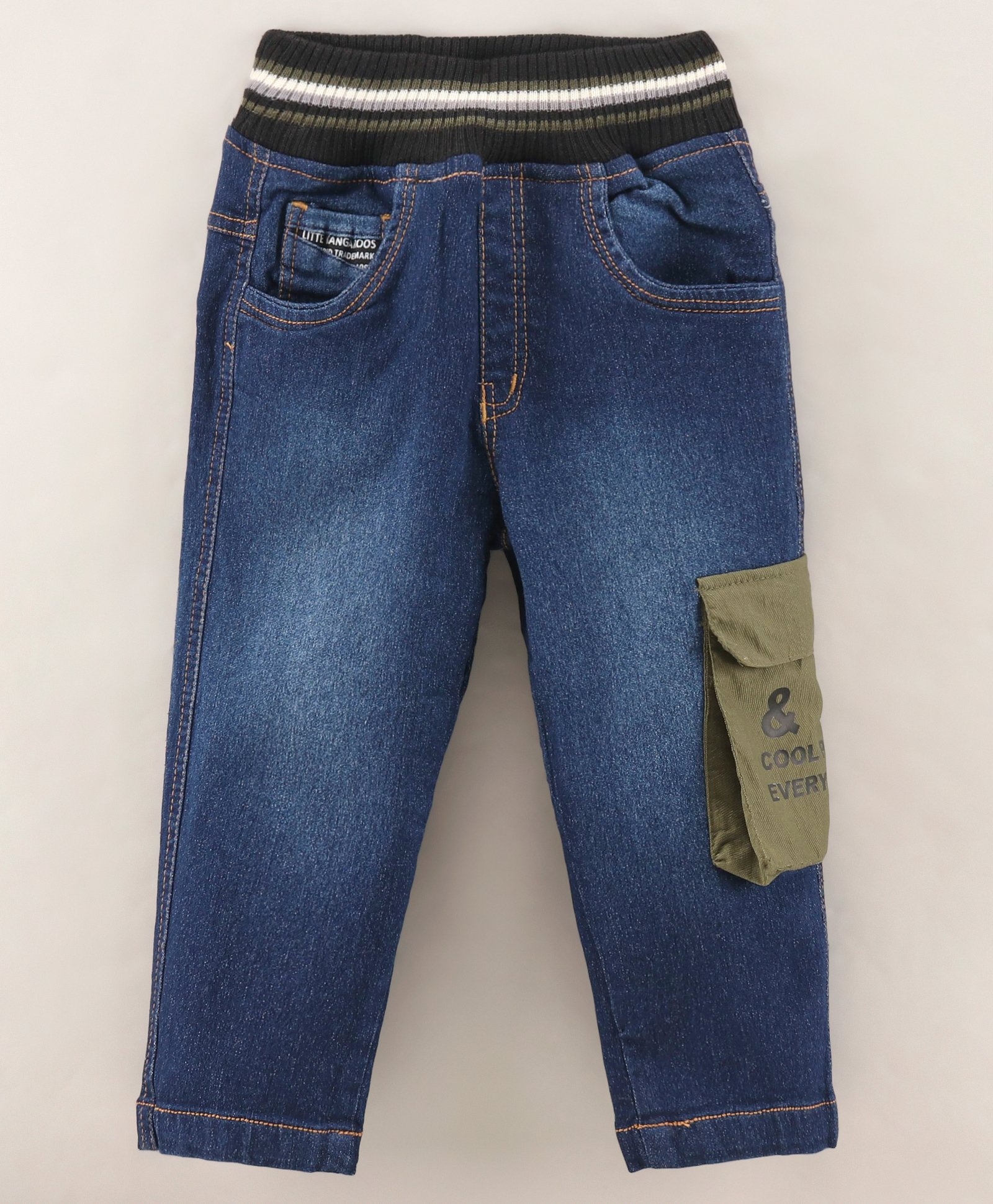 Little Kangaroos Full Length Denim Jeans Text Print - Dark Blue-picture-27