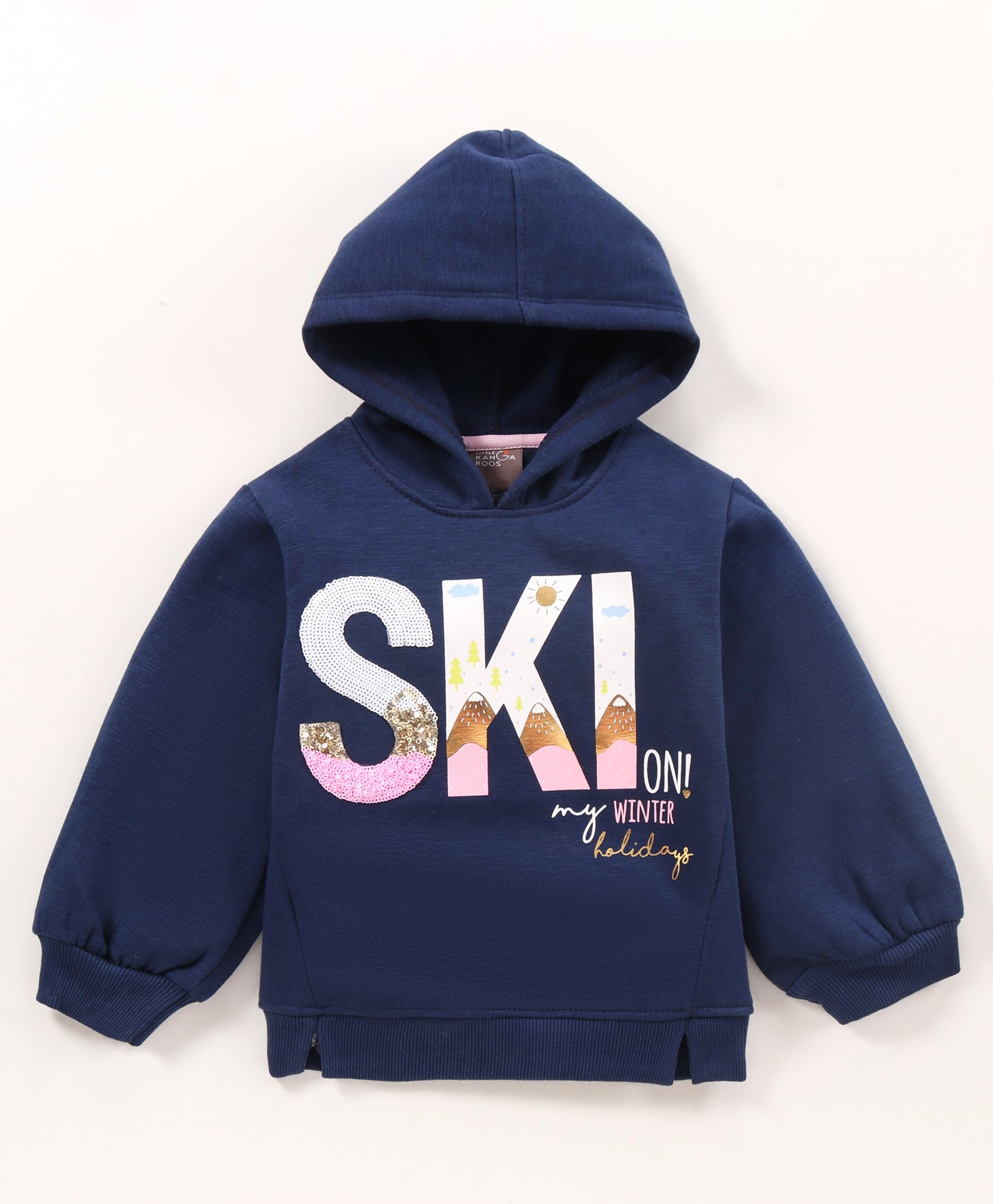 Little Kangaroos Full Sleeves Fleece Hooded Sweatshirt - Airforce Navy-image-43