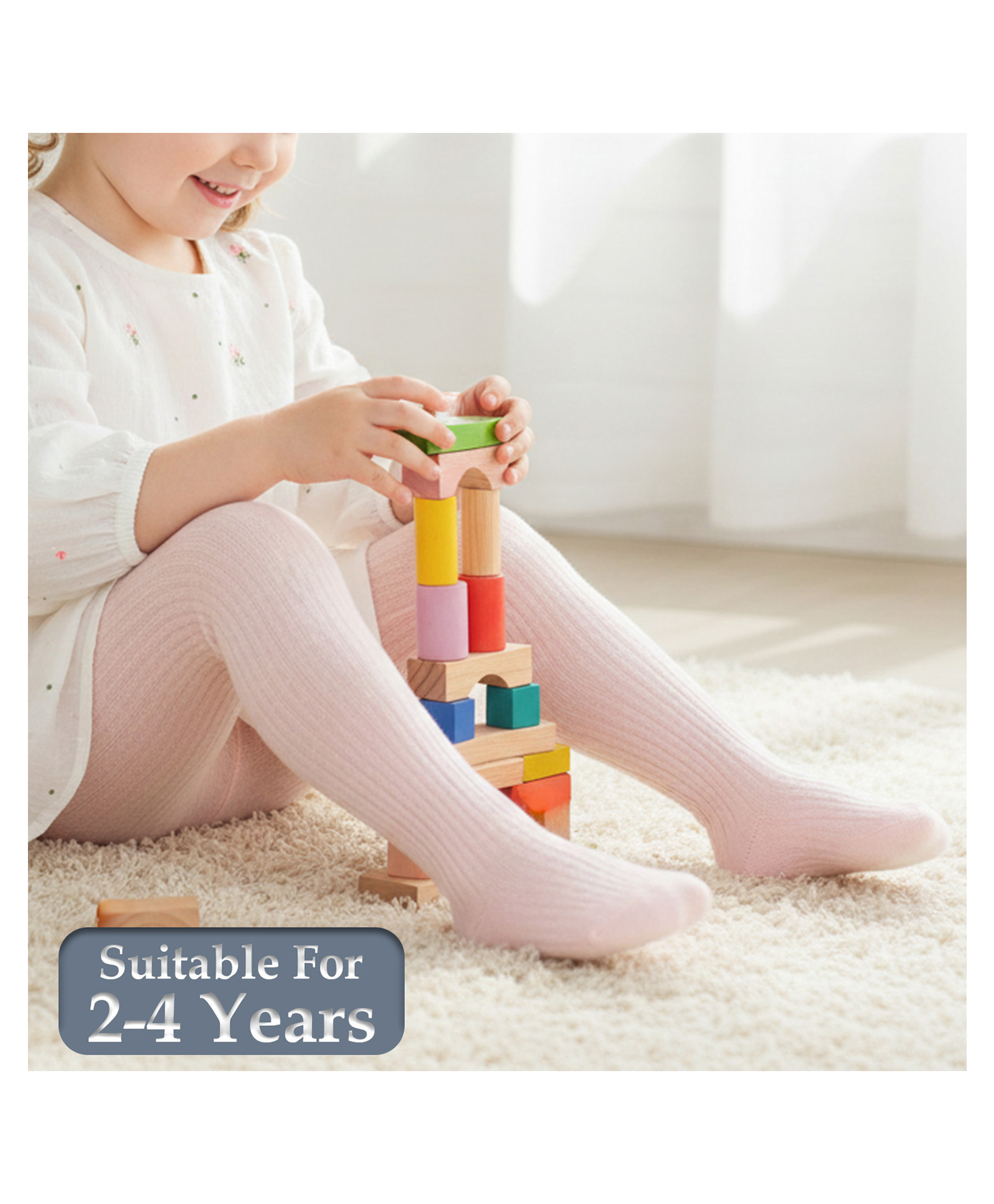 SYGA Baby Tights For Girls Soft Cotton Infant Leggings Toddler Solid Knit Stockings Socks Pants - Pink-picture-21